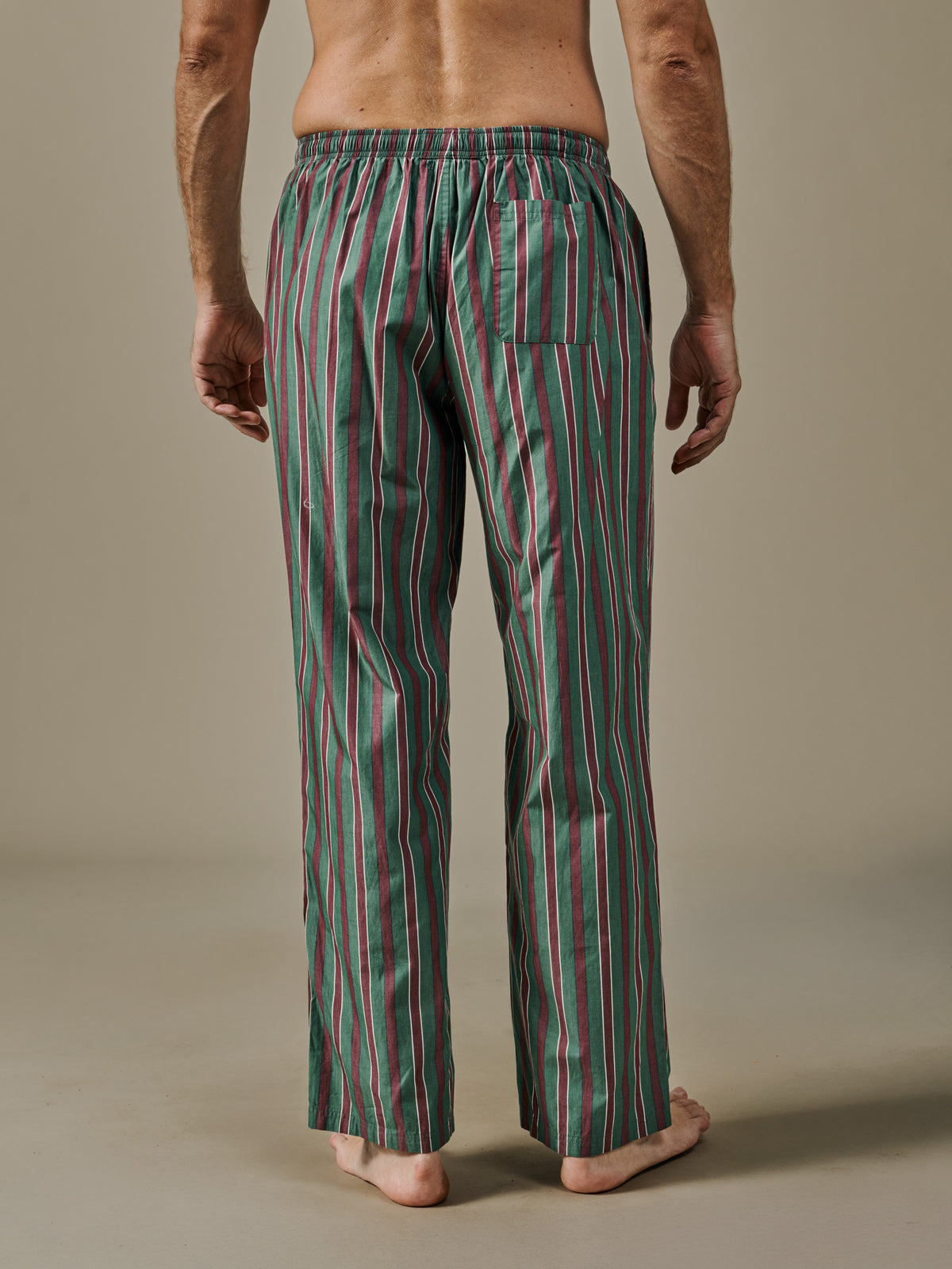 Aubin Oxblood Stripe Heath Satin Striped Lounge Pant | Loungewear