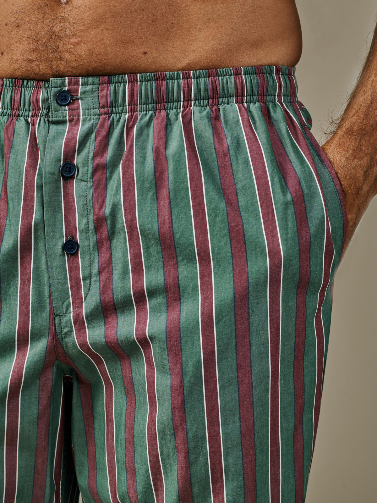 Aubin Oxblood Stripe Heath Satin Striped Lounge Pant | Loungewear