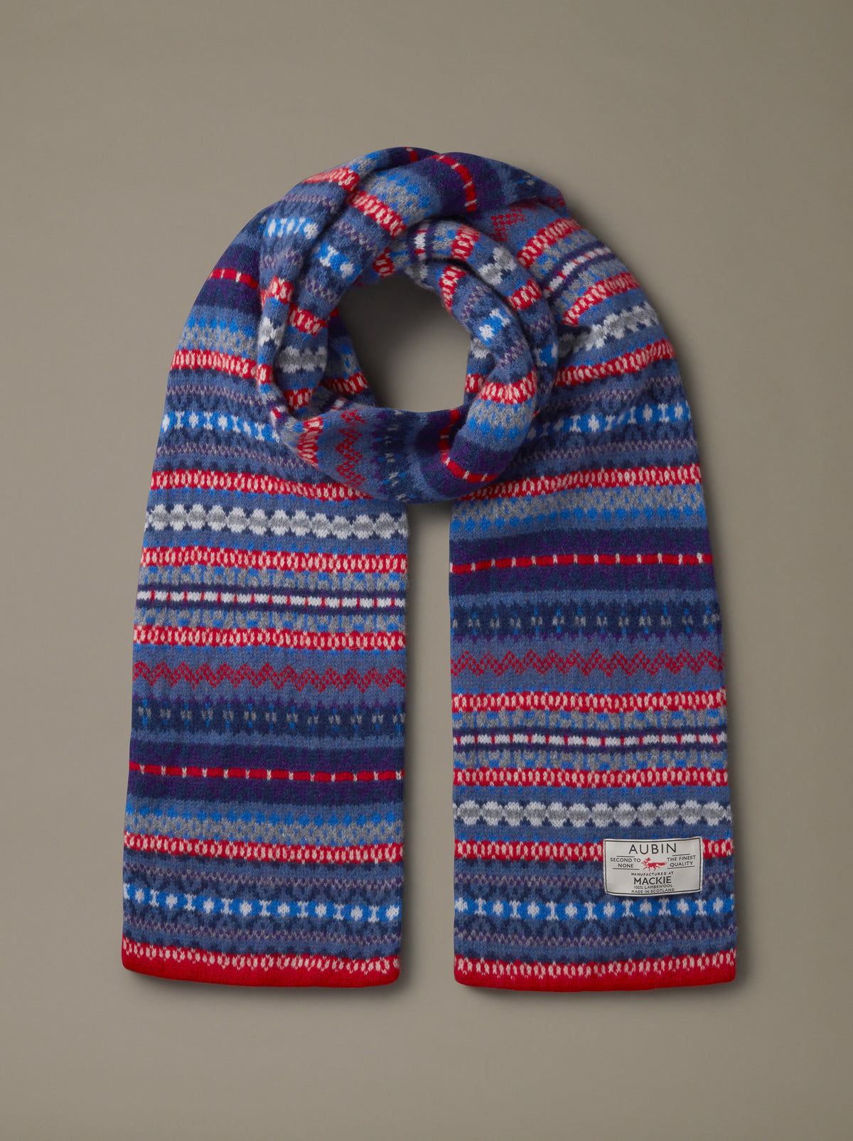 Aubin Heaton Fairisle Scarf in Navy/Purple