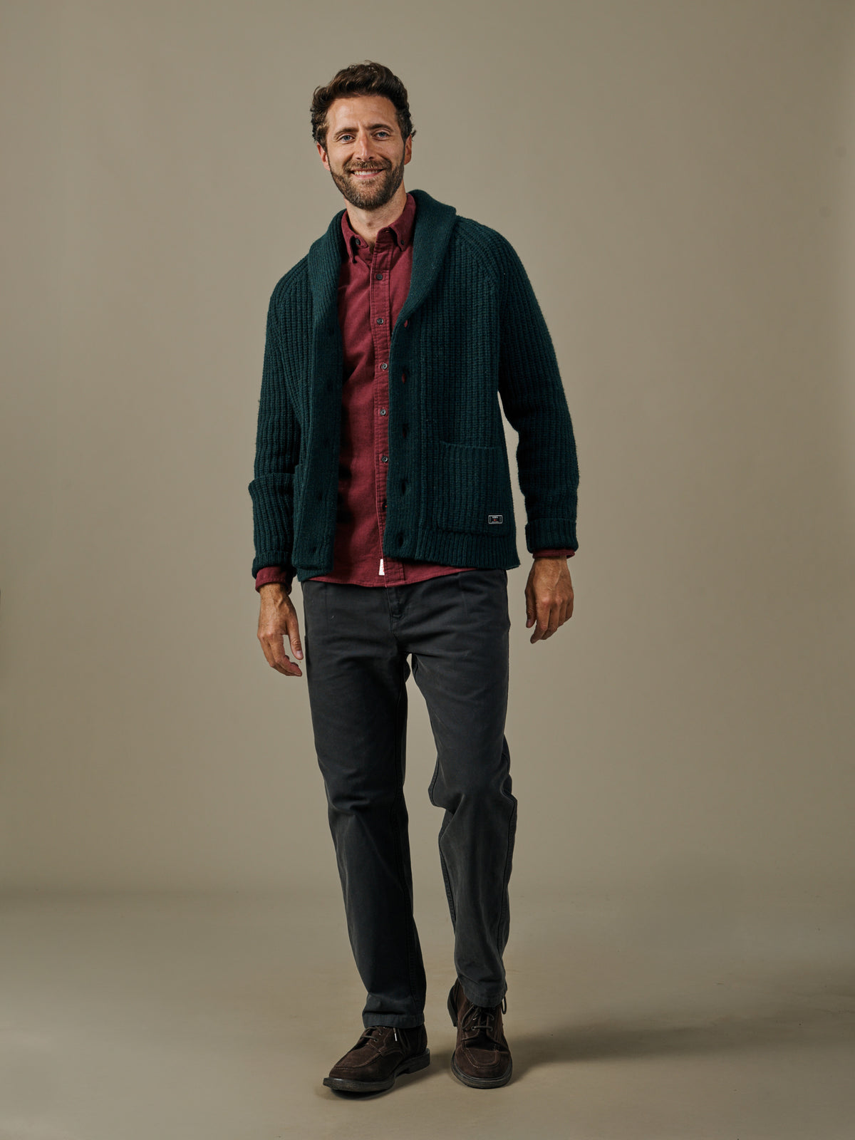 Aubin Khaki Helston Twist Cardigan | Cardigan