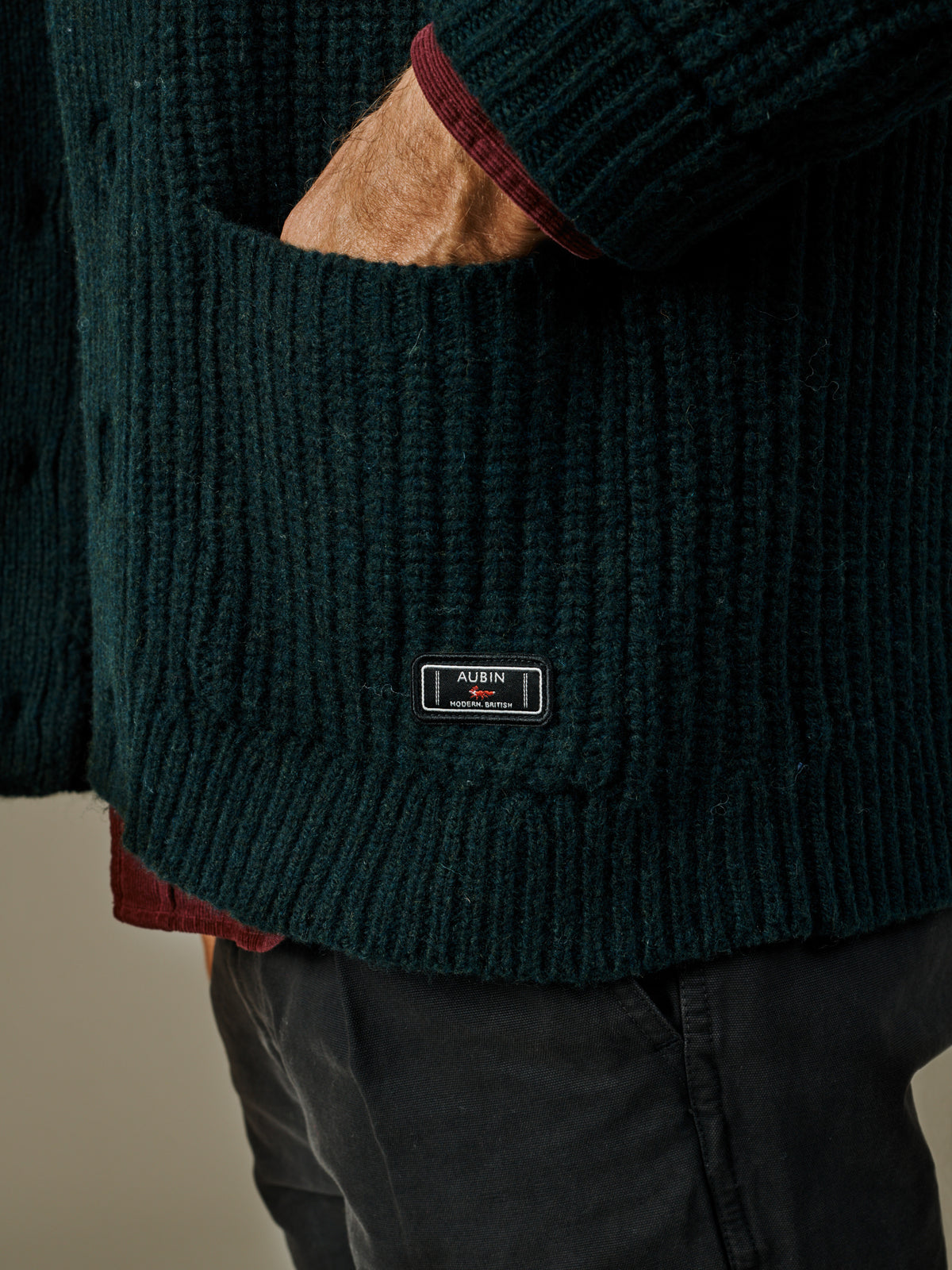 Aubin Khaki Helston Twist Cardigan | Cardigan