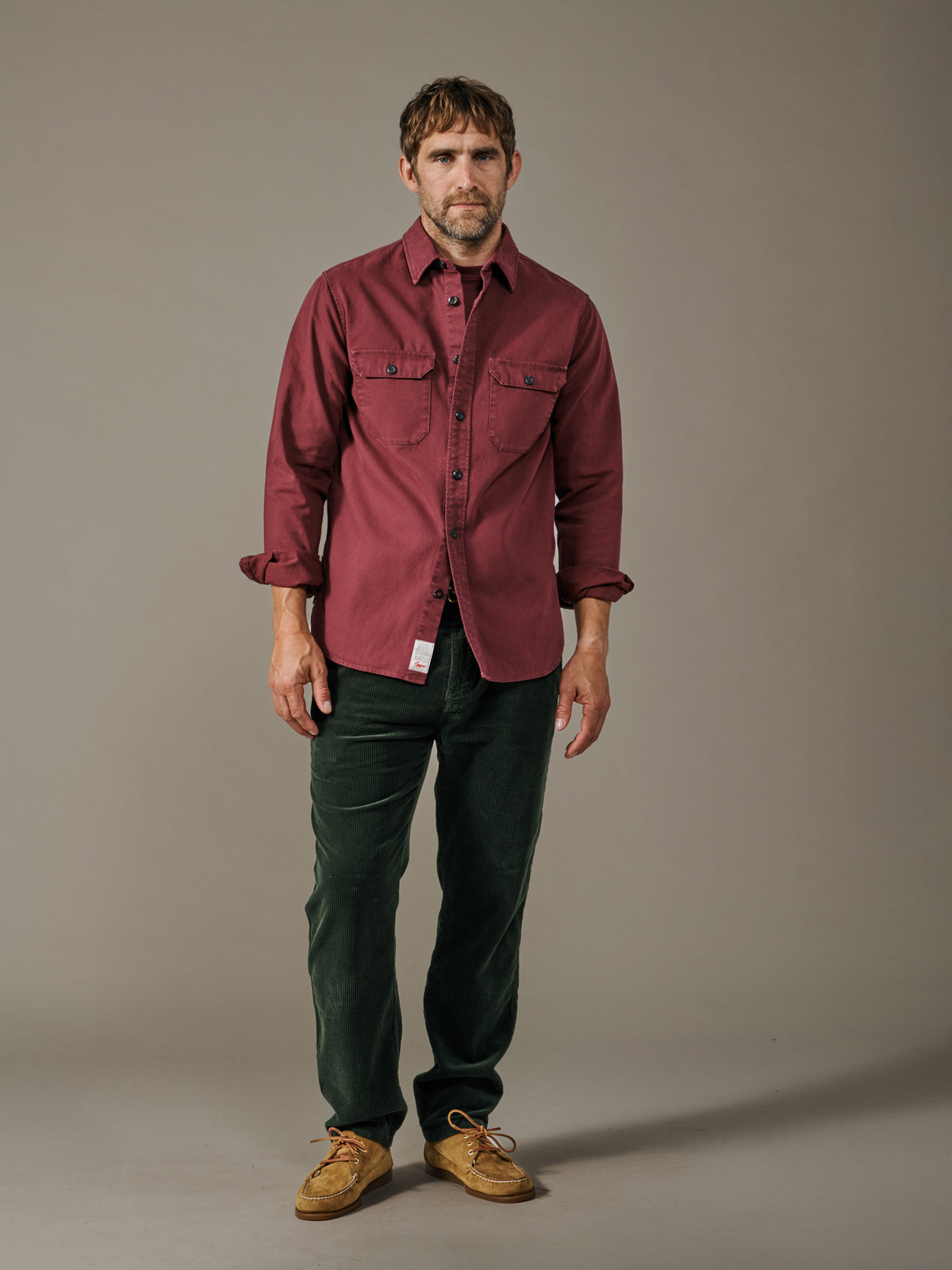 Aubin Oxblood Henderson Canvas Overshirt | Overshirt