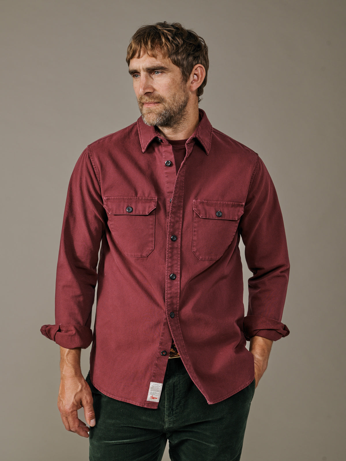 Aubin Oxblood Henderson Canvas Overshirt | Overshirt