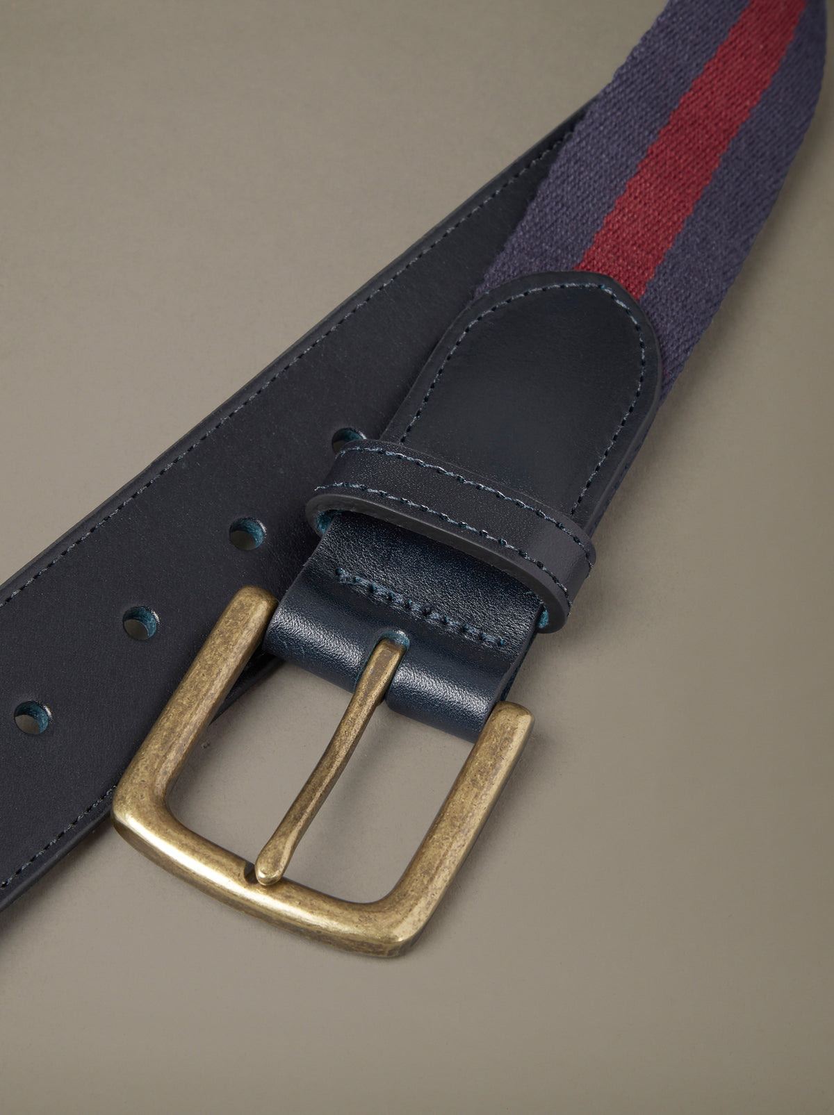 Aubin Navy/Oxblood Hepton Webbing Belt | Belts