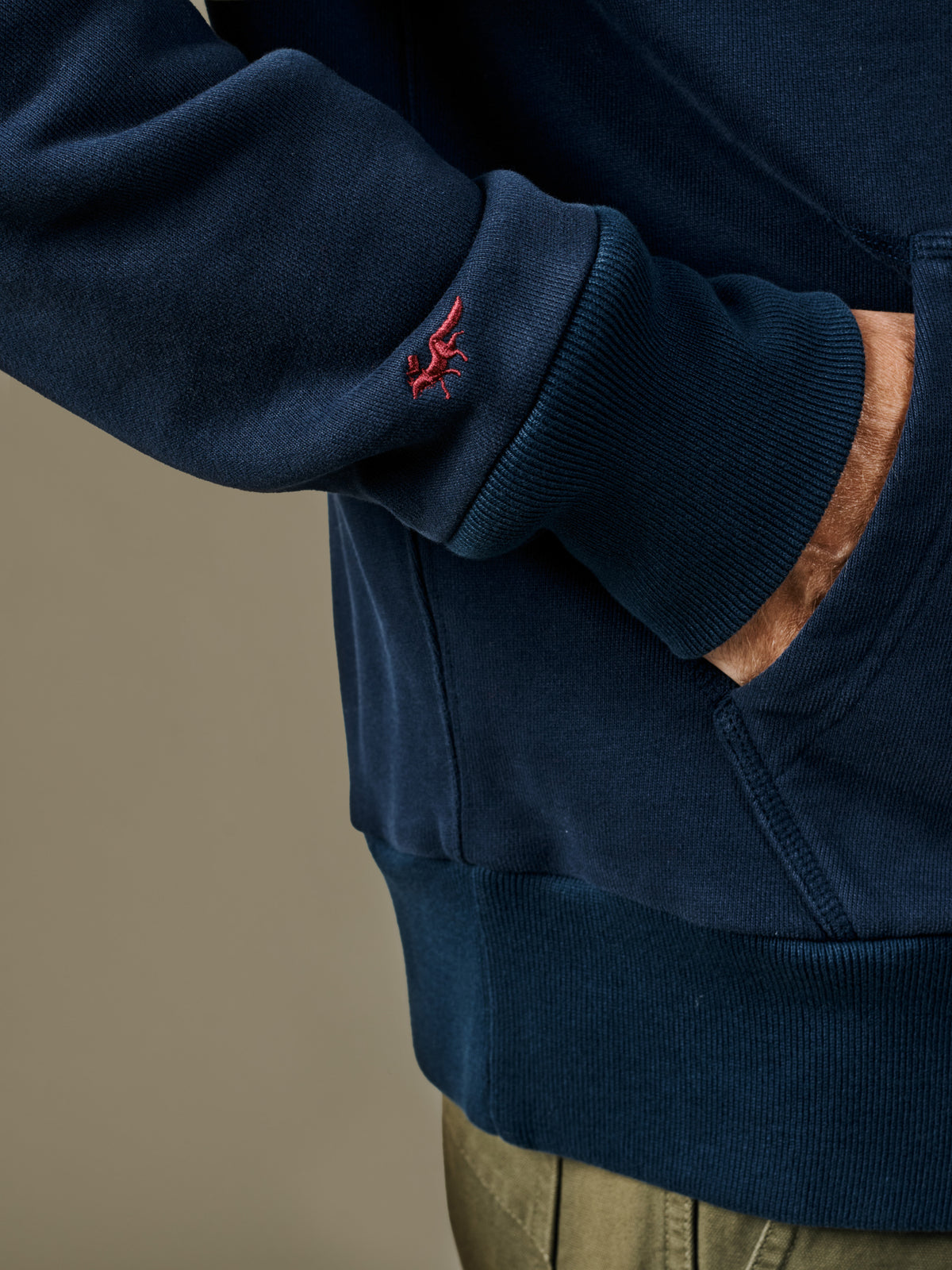 Aubin Navy Heslam Waffle Lined Hoody | Hoody