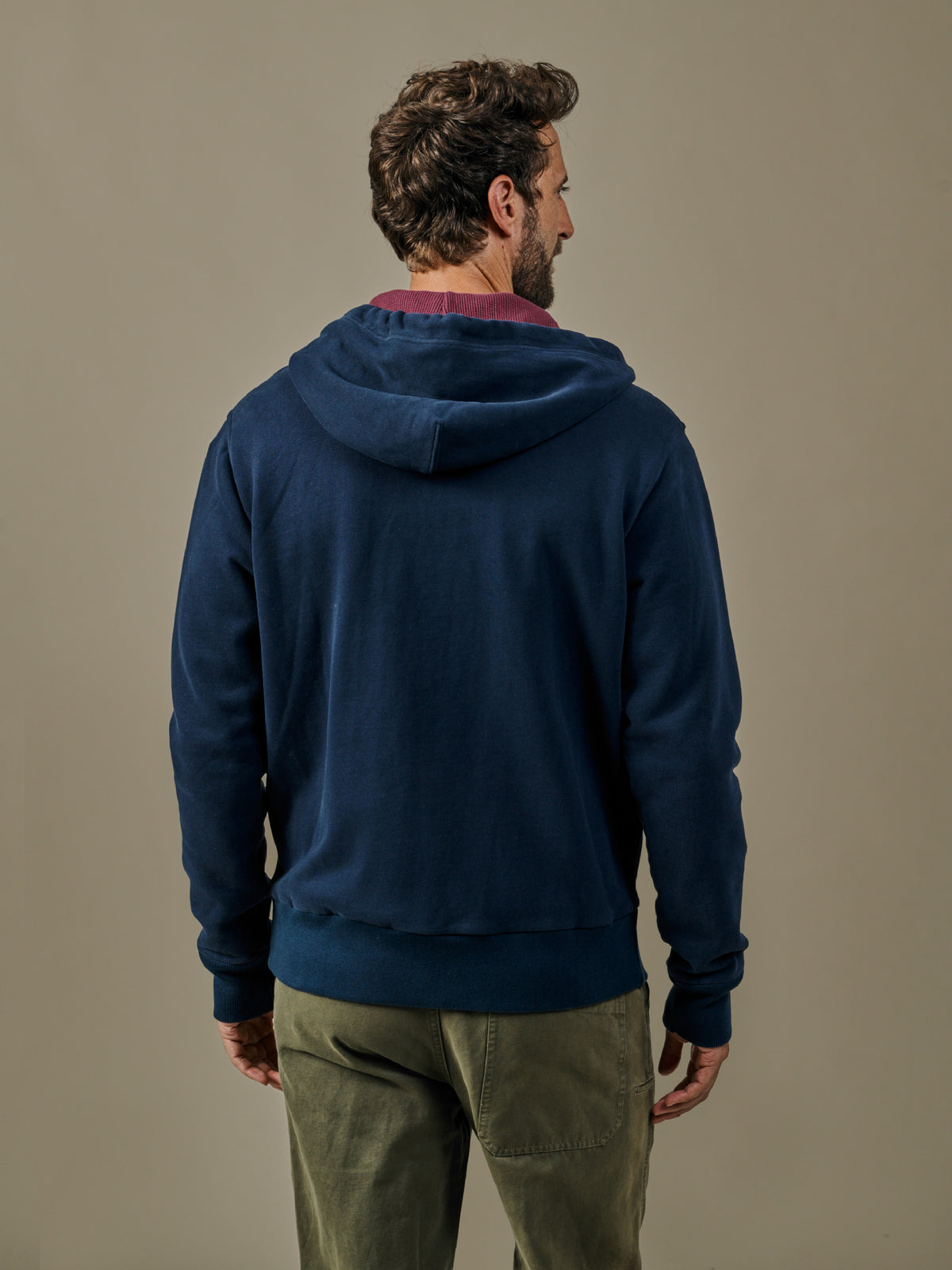 Aubin Navy Heslam Waffle Lined Hoody | Hoody