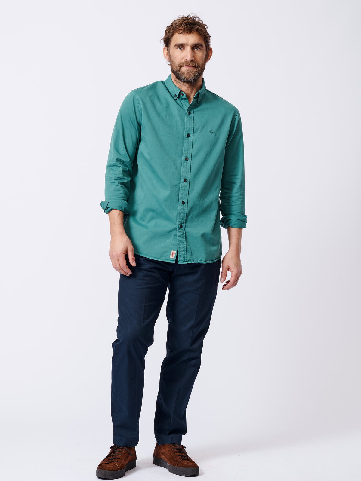 Aubin Washed Jade Hessle Button Down Shirt | Oxford Shirt