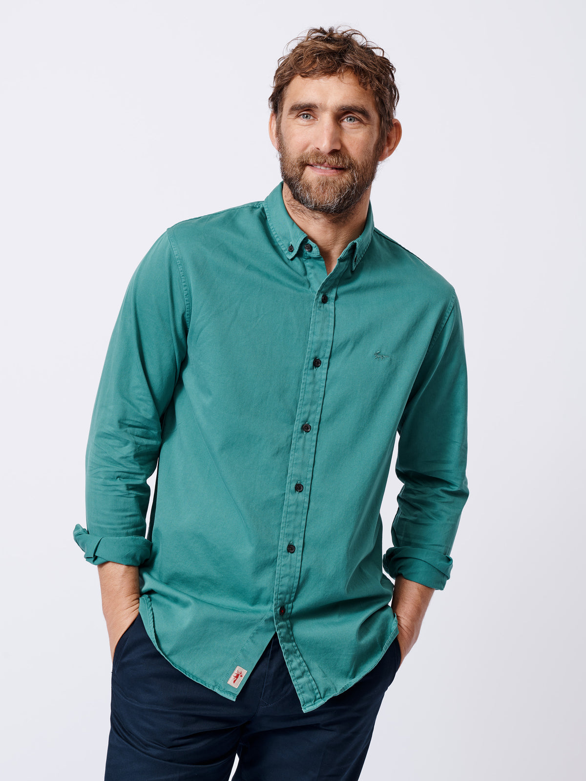 Aubin Washed Jade Hessle Button Down Shirt | Oxford Shirt