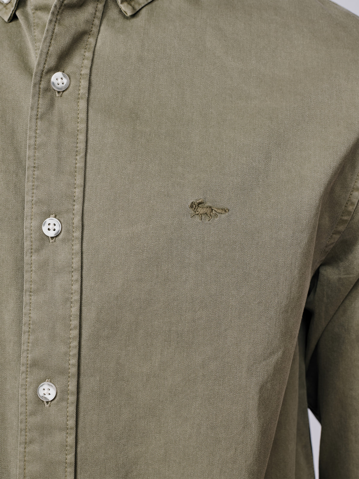 Aubin Pale Khaki Hessle Button Down Shirt | Oxford Shirt