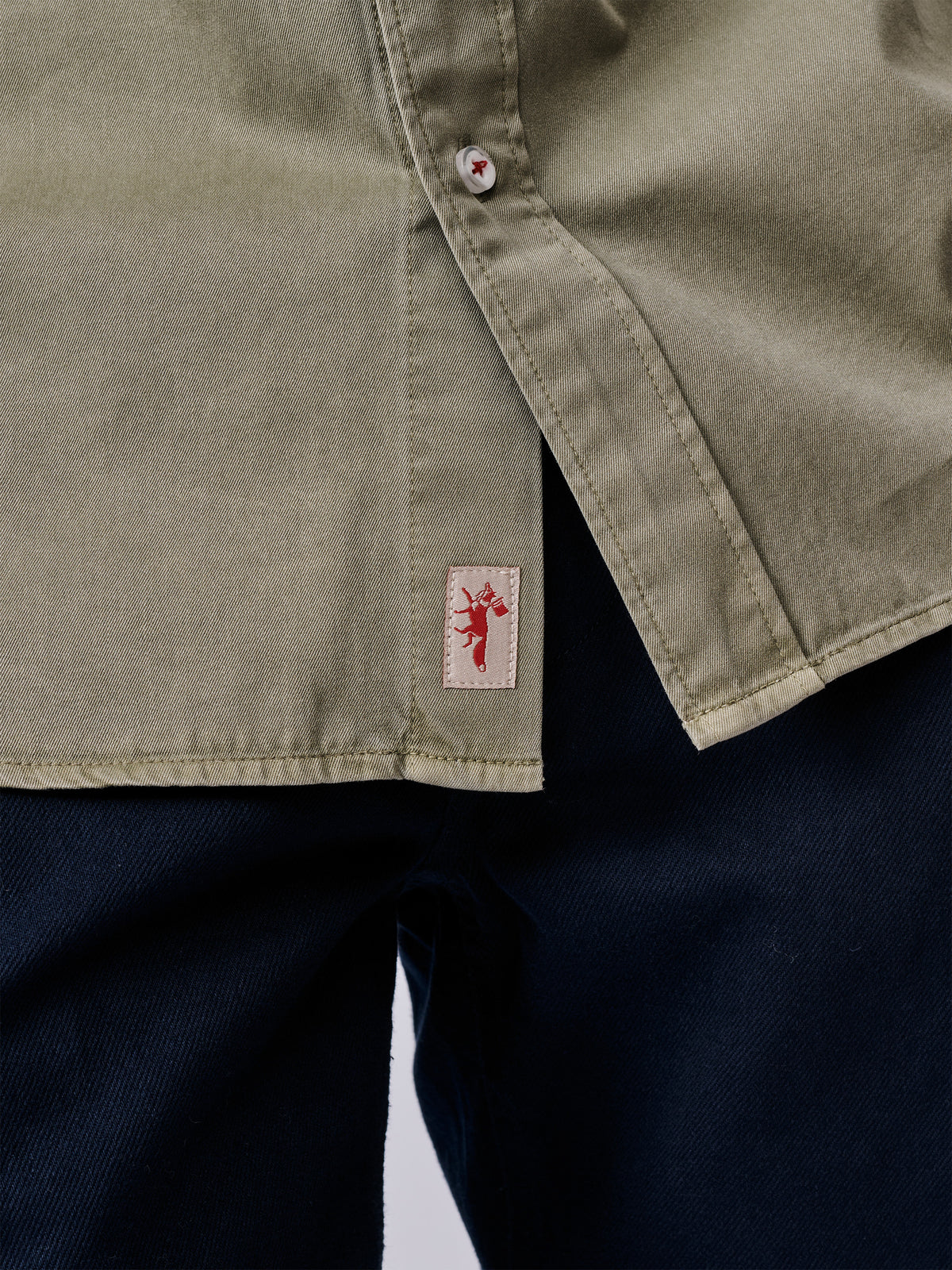 Aubin Pale Khaki Hessle Button Down Shirt | Oxford Shirt