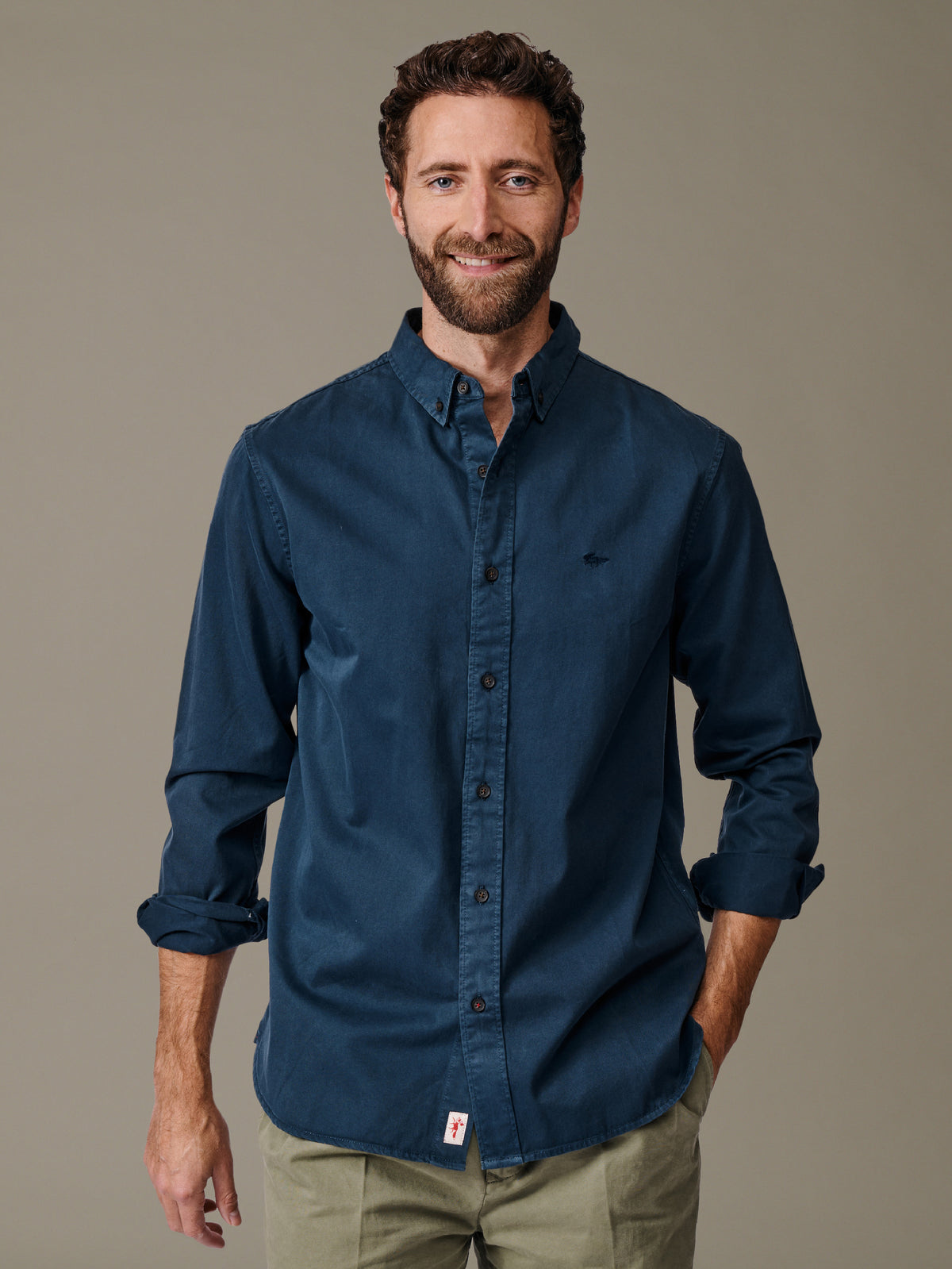 Aubin Navy Hessle Button Down Shirt | Oxford Shirt