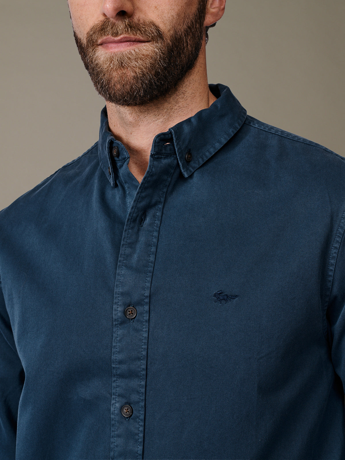 Aubin Navy Hessle Button Down Shirt | Oxford Shirt
