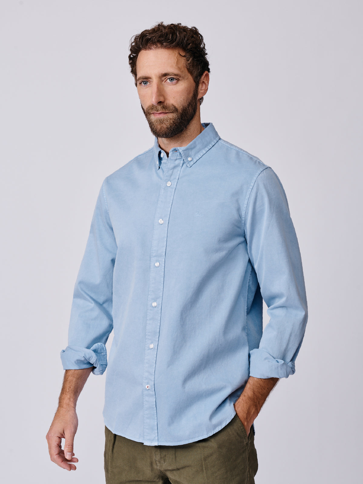 Aubin Pale Blue Hessle Button Down Shirt | Oxford Shirt