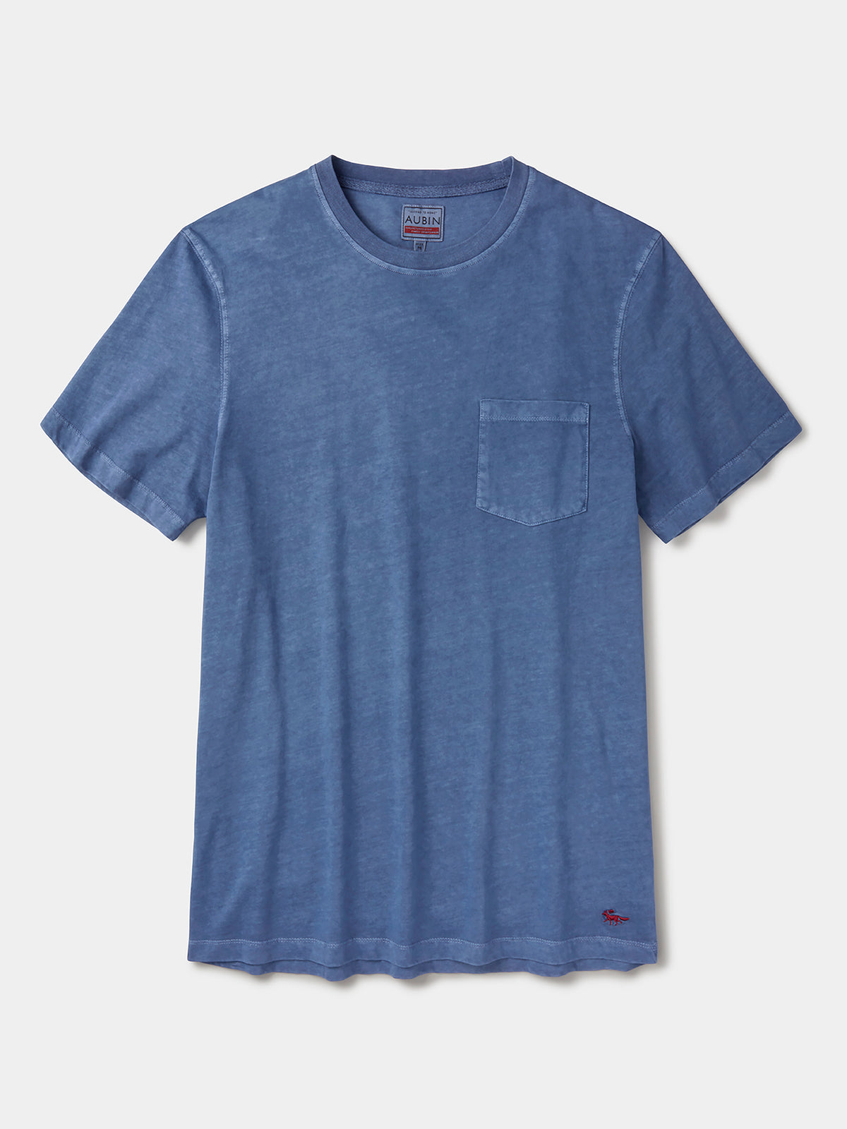 Aubin Washed Blue Hareby Garment Dyed Cotton T-Shirt | Relaxed Tee