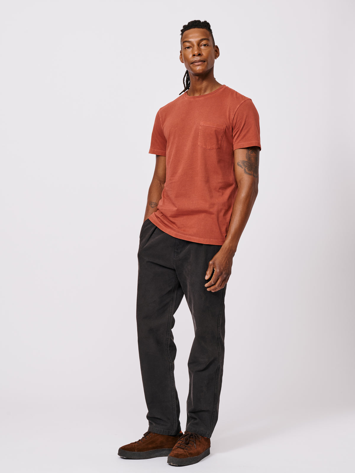 Aubin Russet Hareby Garment Dyed Pocket T-Shirt | Pocket Tee