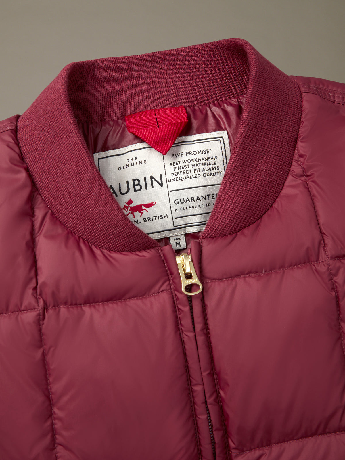 Aubin Herriot Down Gilet in Oxblood, detail view