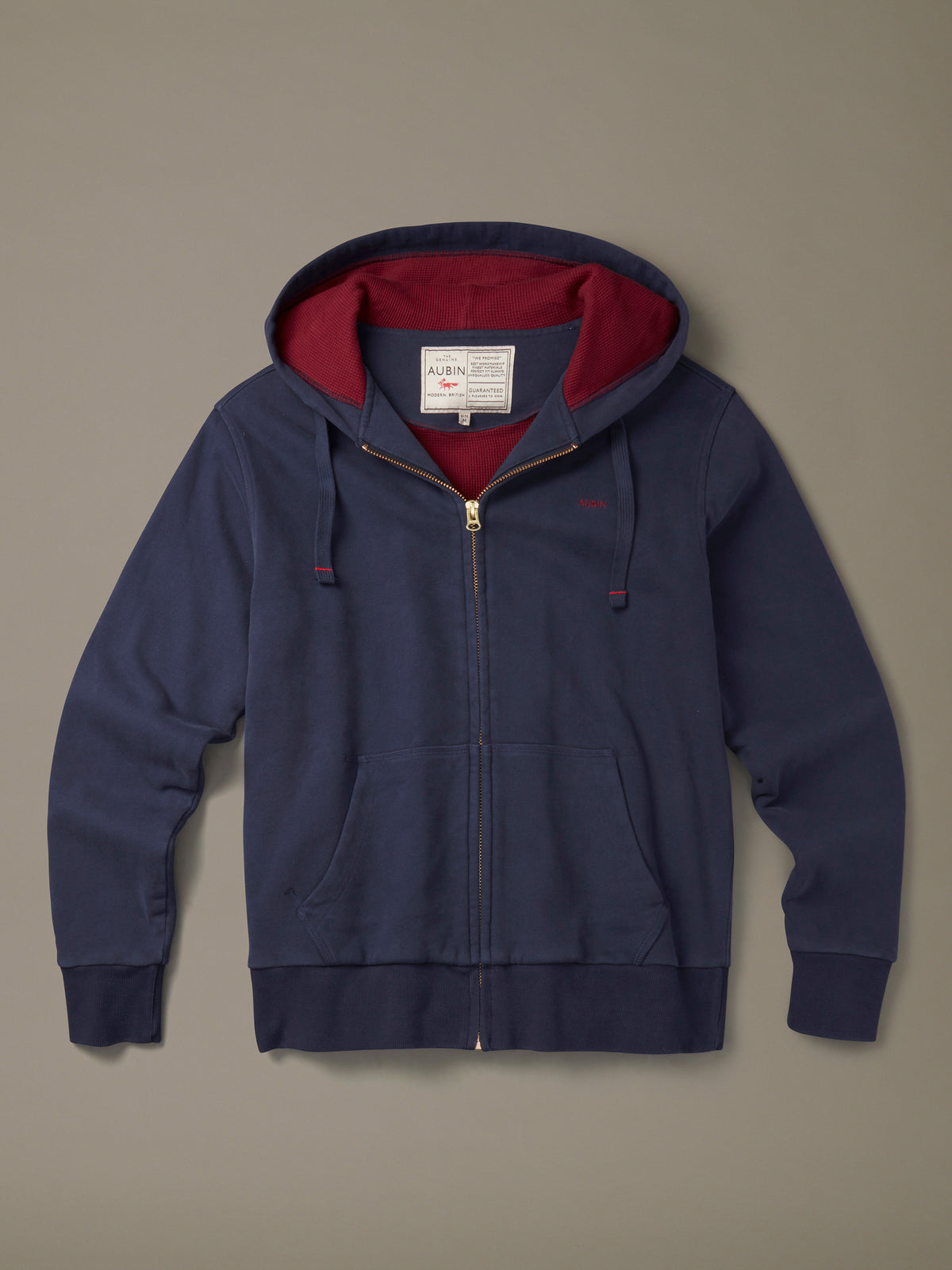 Aubin Navy Heslam Waffle Lined Hoody | Hoody