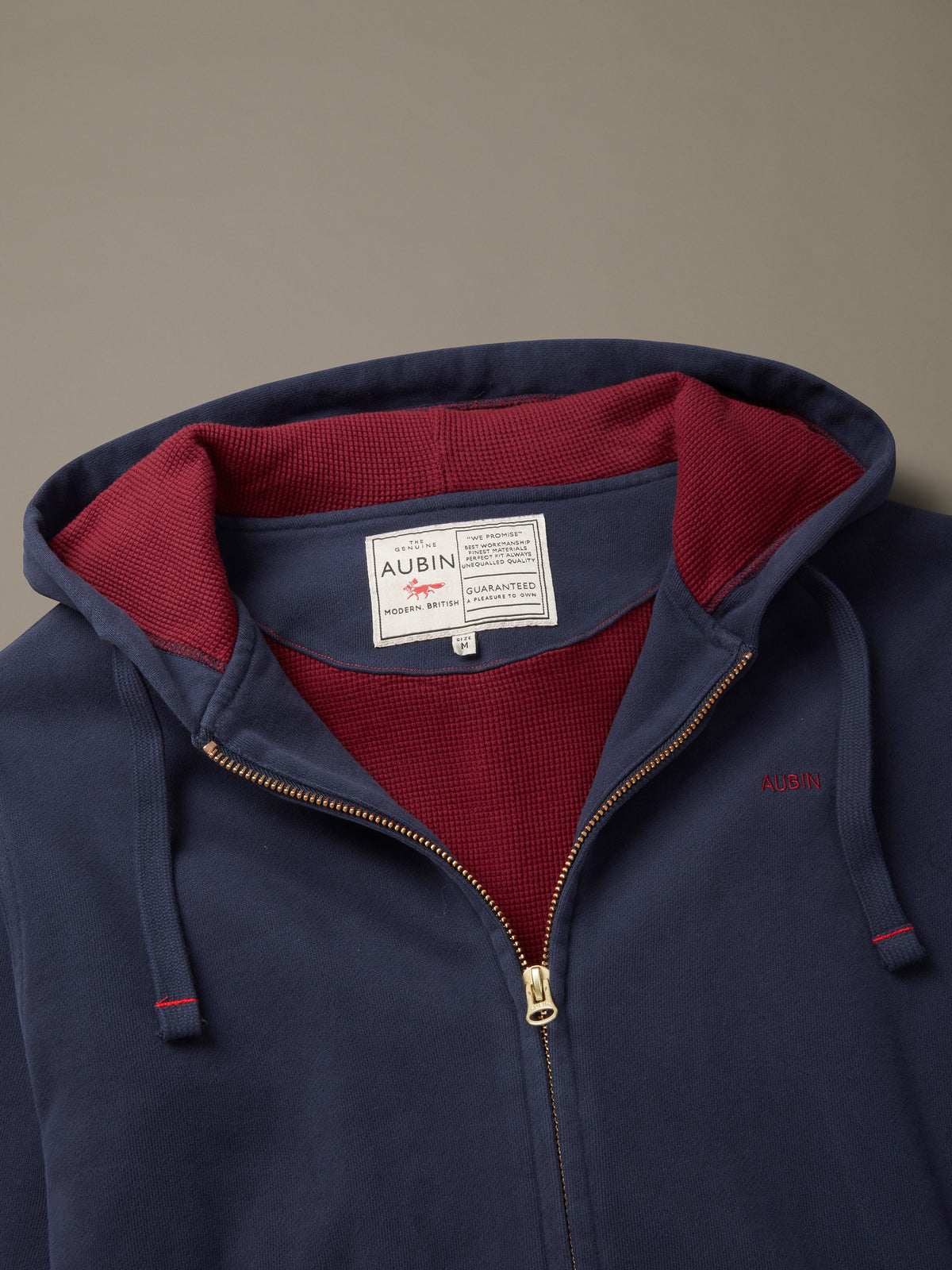Aubin Navy Heslam Waffle Lined Hoody | Hoody