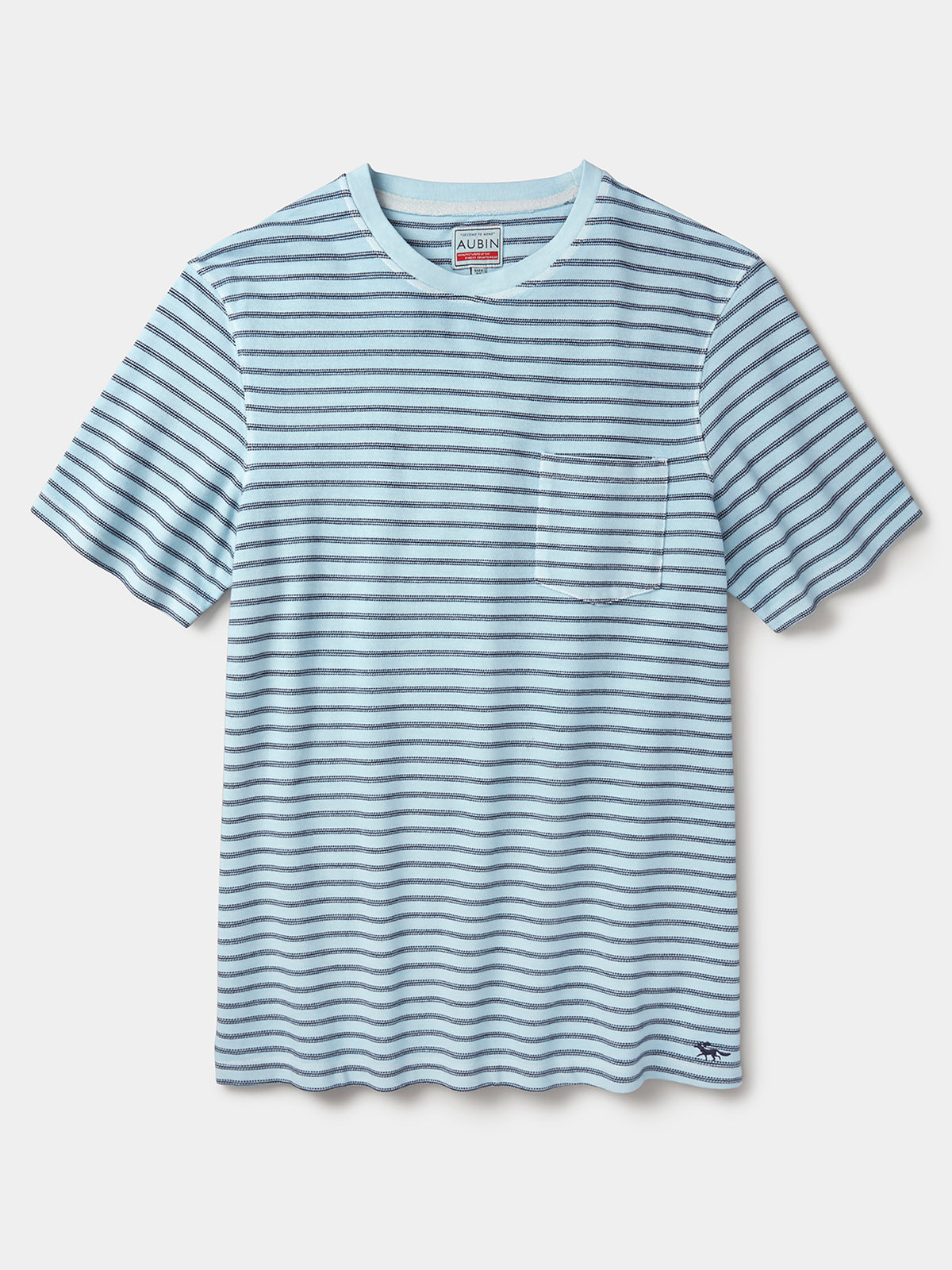 Aubin Aqua/Navy Stripe Humby Pique Striped T-Shirt | T-Shirt