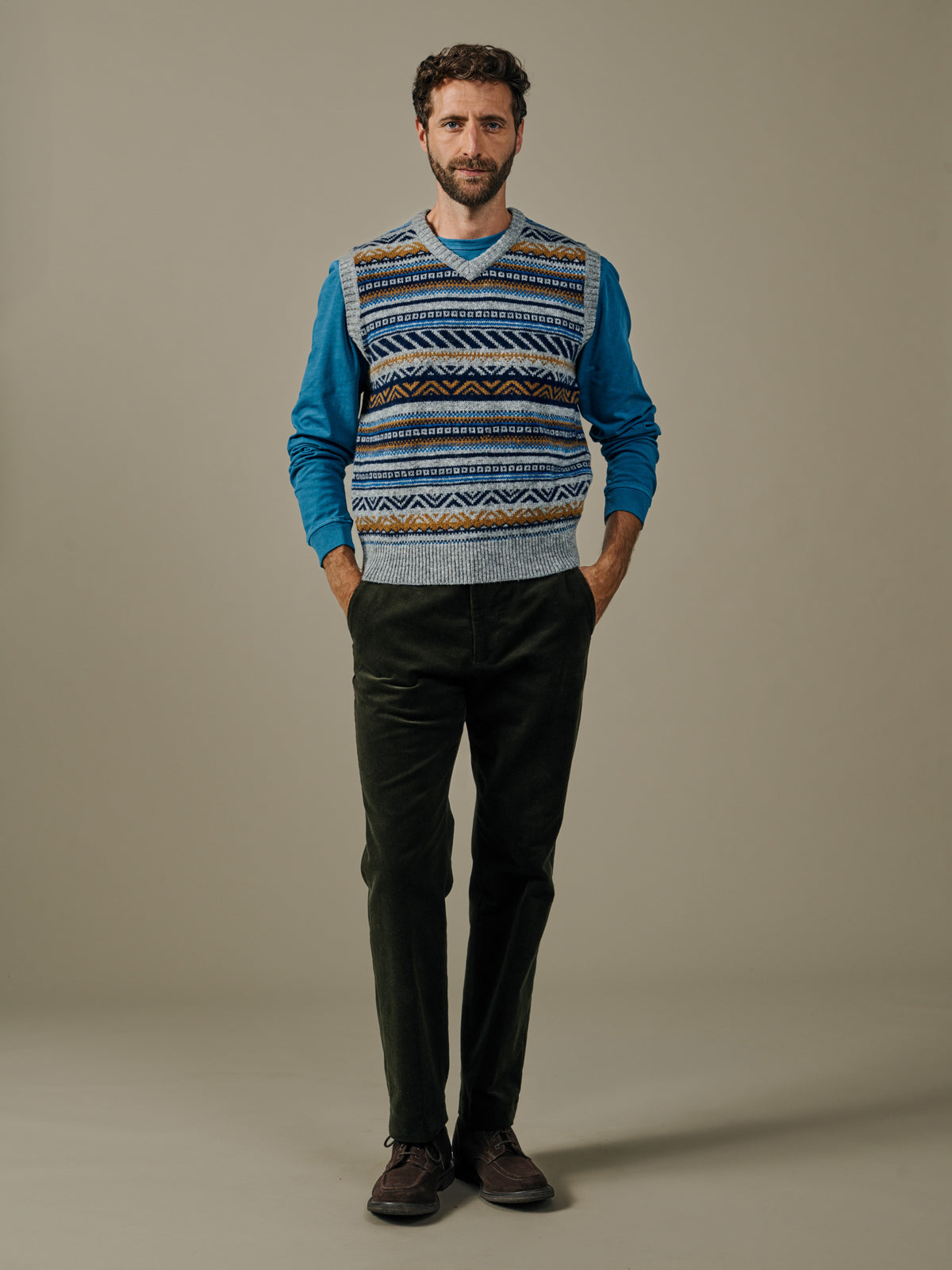 Aubin Grey Mix Inglewood Fairisle Geo Tank Top | Slipover