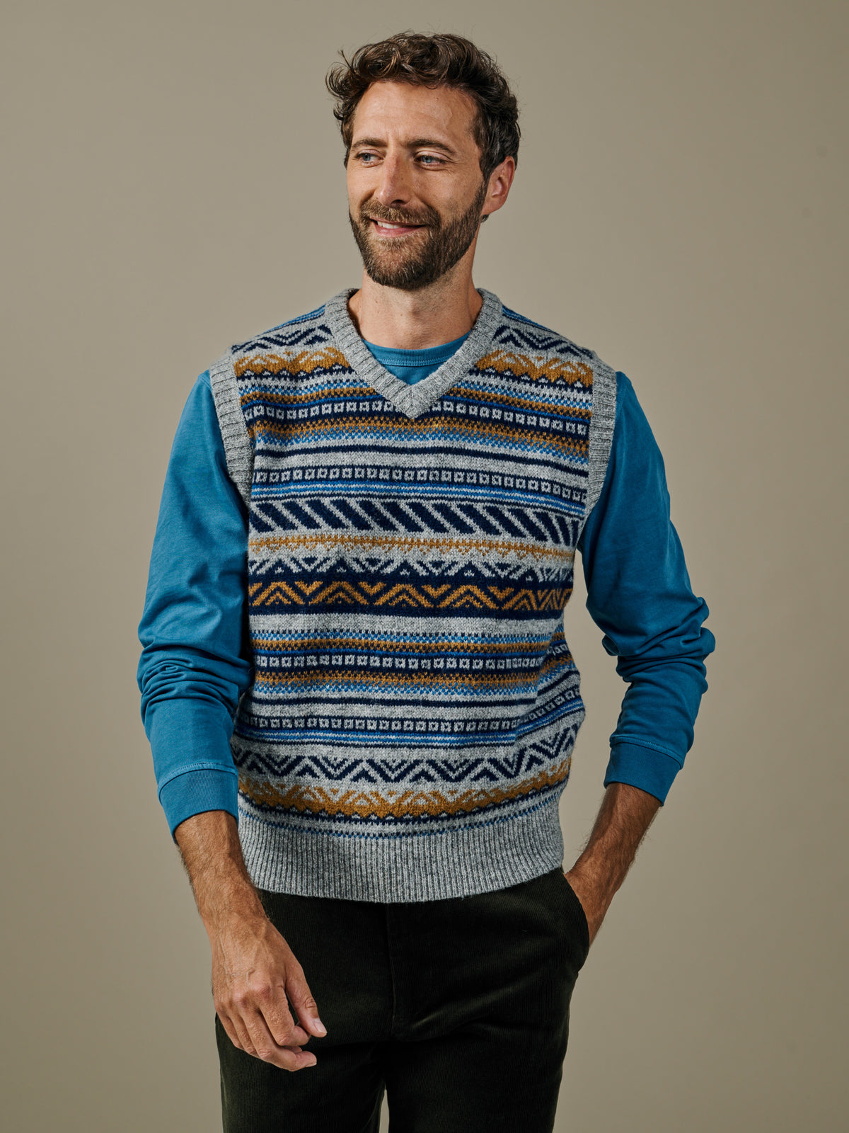 Aubin Grey Mix Inglewood Fairisle Geo Tank Top | Slipover