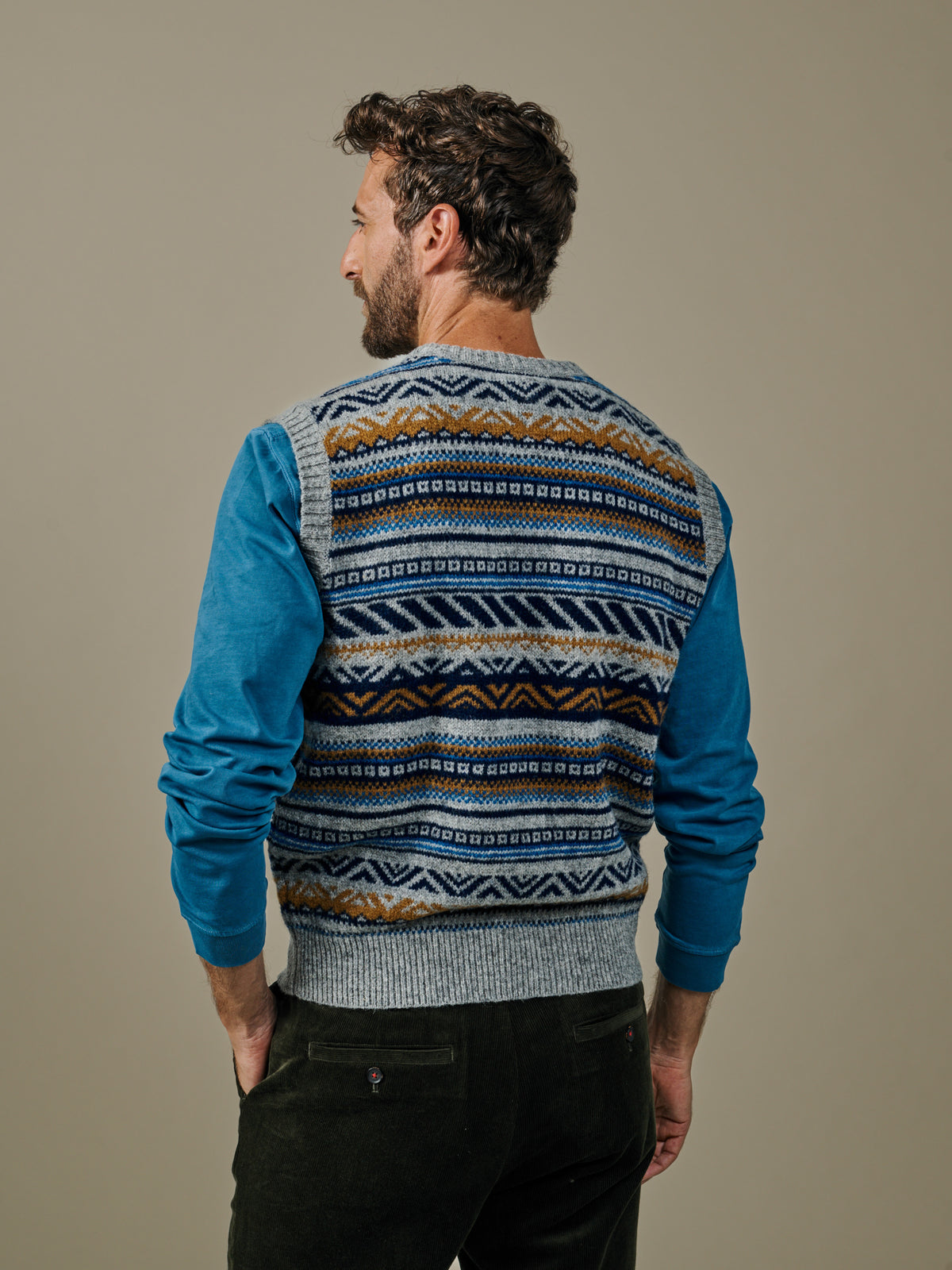 Aubin Grey Mix Inglewood Fairisle Geo Tank Top | Slipover