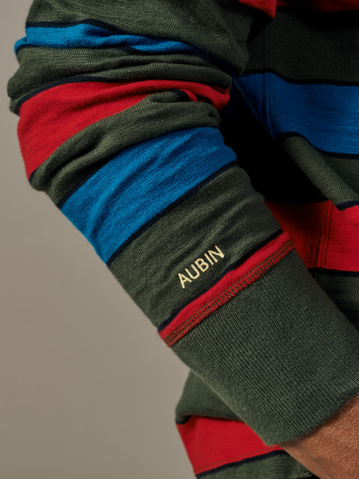 Aubin Khaki Stripe Irnham Rugby Shirt | Rugby Shirts