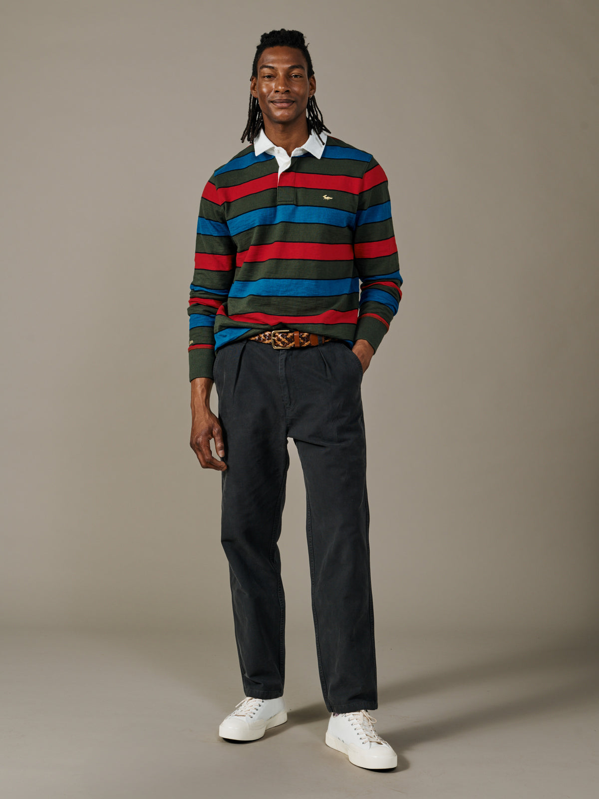 Aubin Khaki Stripe Irnham Rugby Shirt | Rugby Shirts