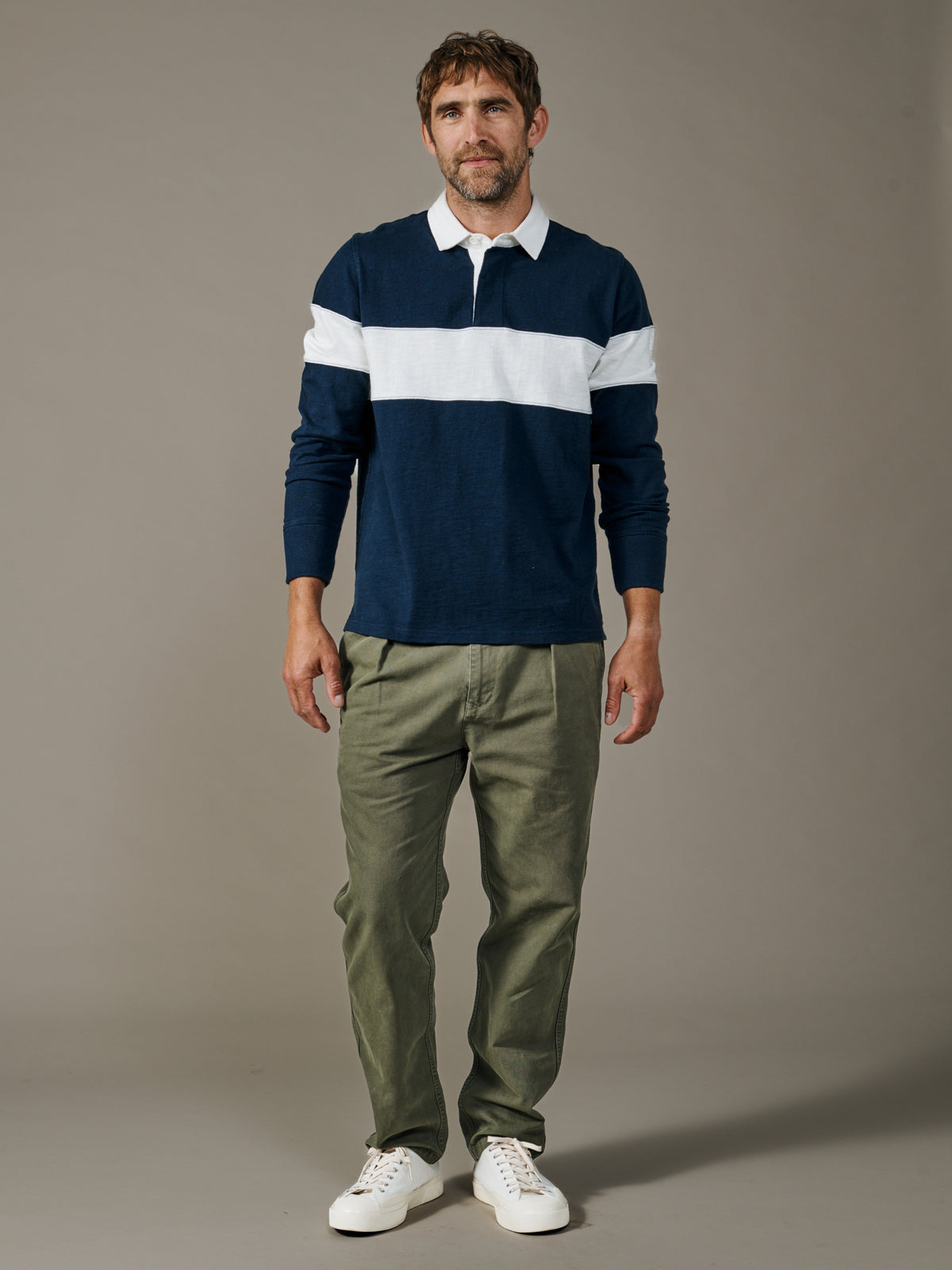 Aubin Navy/Vintage White Cut and Sew Irnham Rugby Shirt | Rugby Shirts