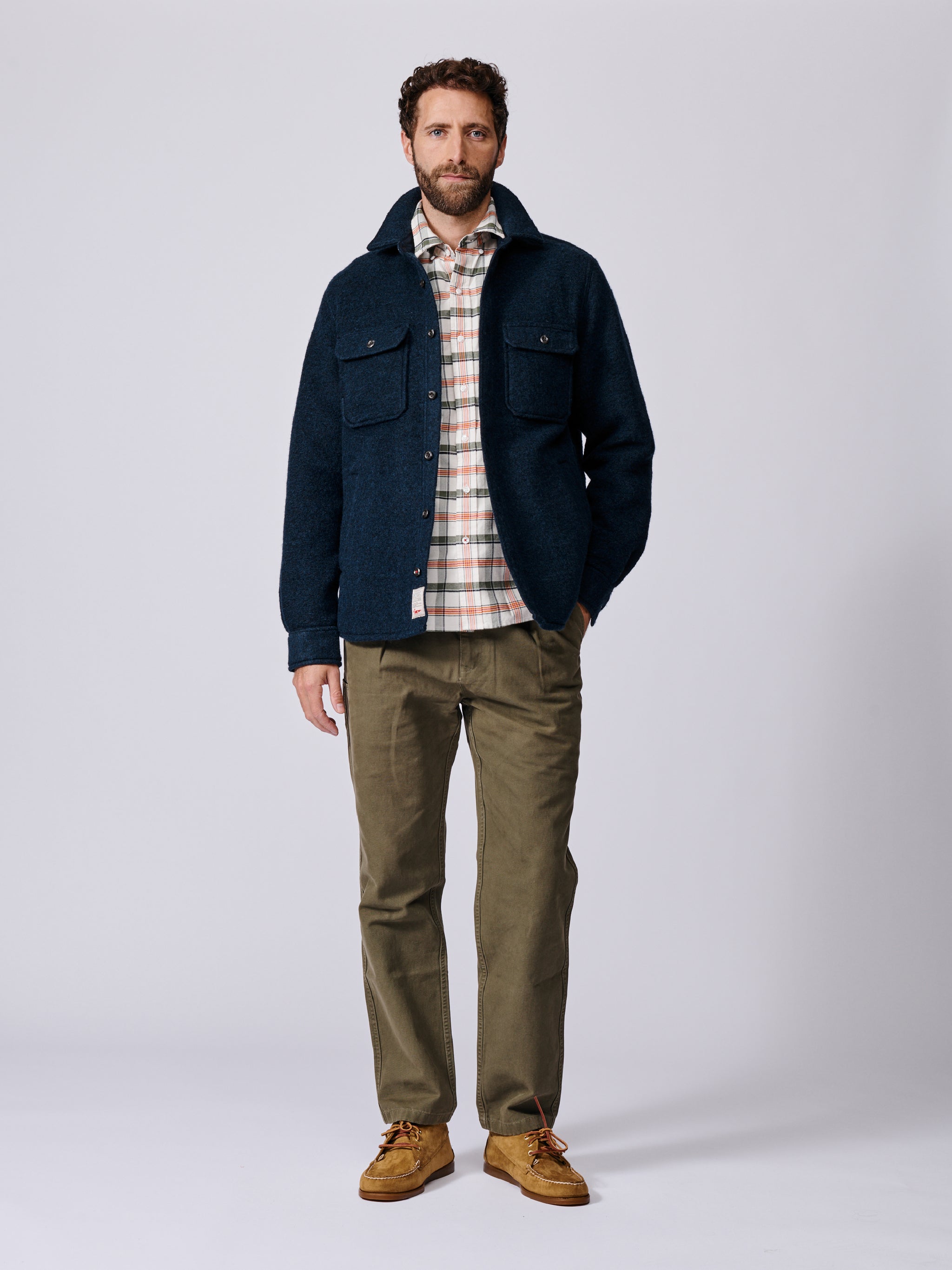Navy Kendale Boiled Wool Overshirt | Aubin