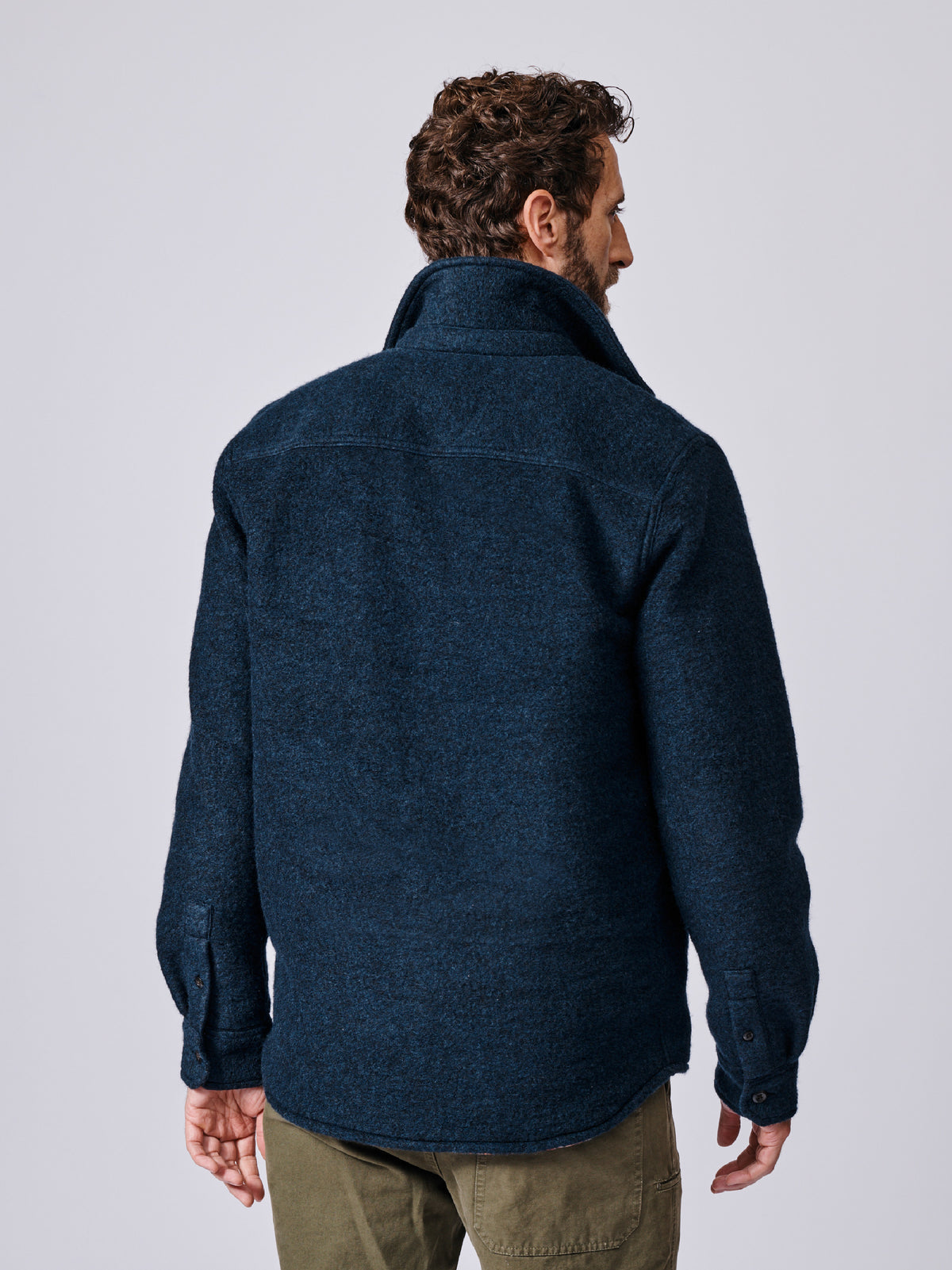 Aubin Navy Kendale Boiled Wool Overshirt | Overshirt