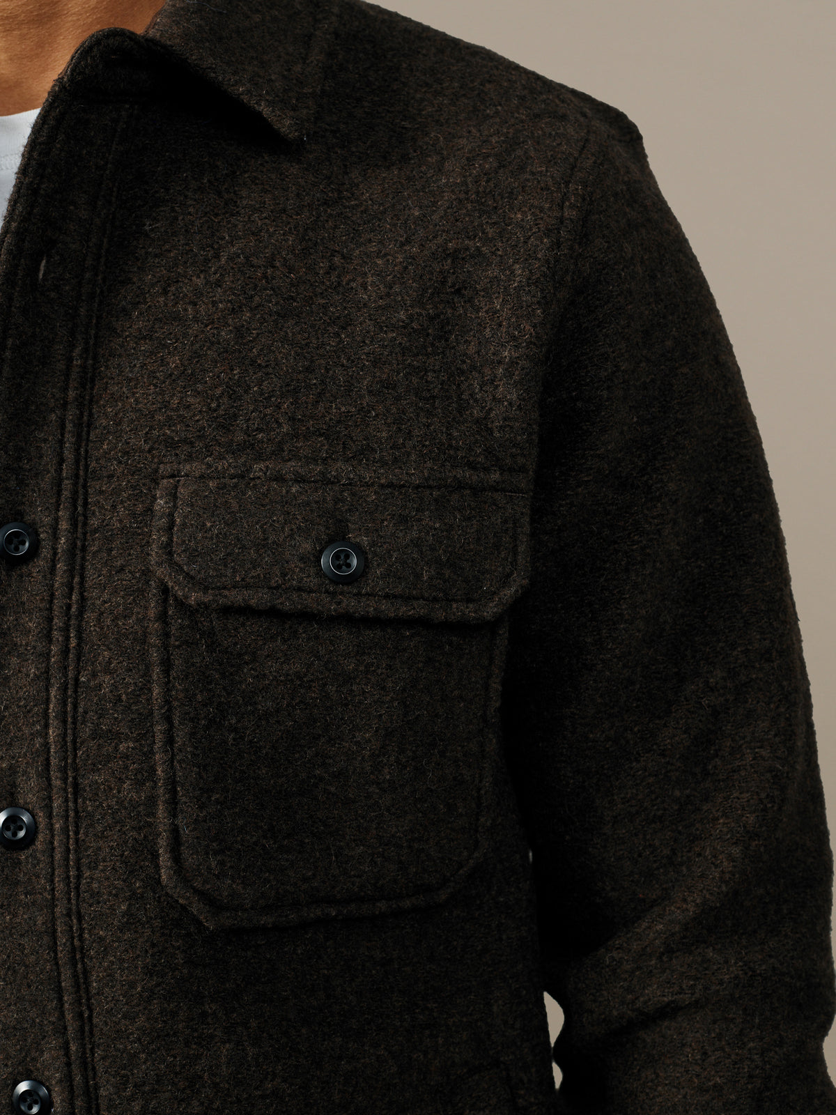 Aubin Dark Chocolate Kendale Boiled Wool Overshirt | Overshirt