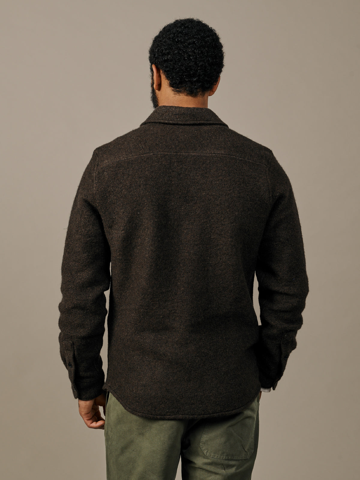 Aubin Dark Chocolate Kendale Boiled Wool Overshirt | Overshirt