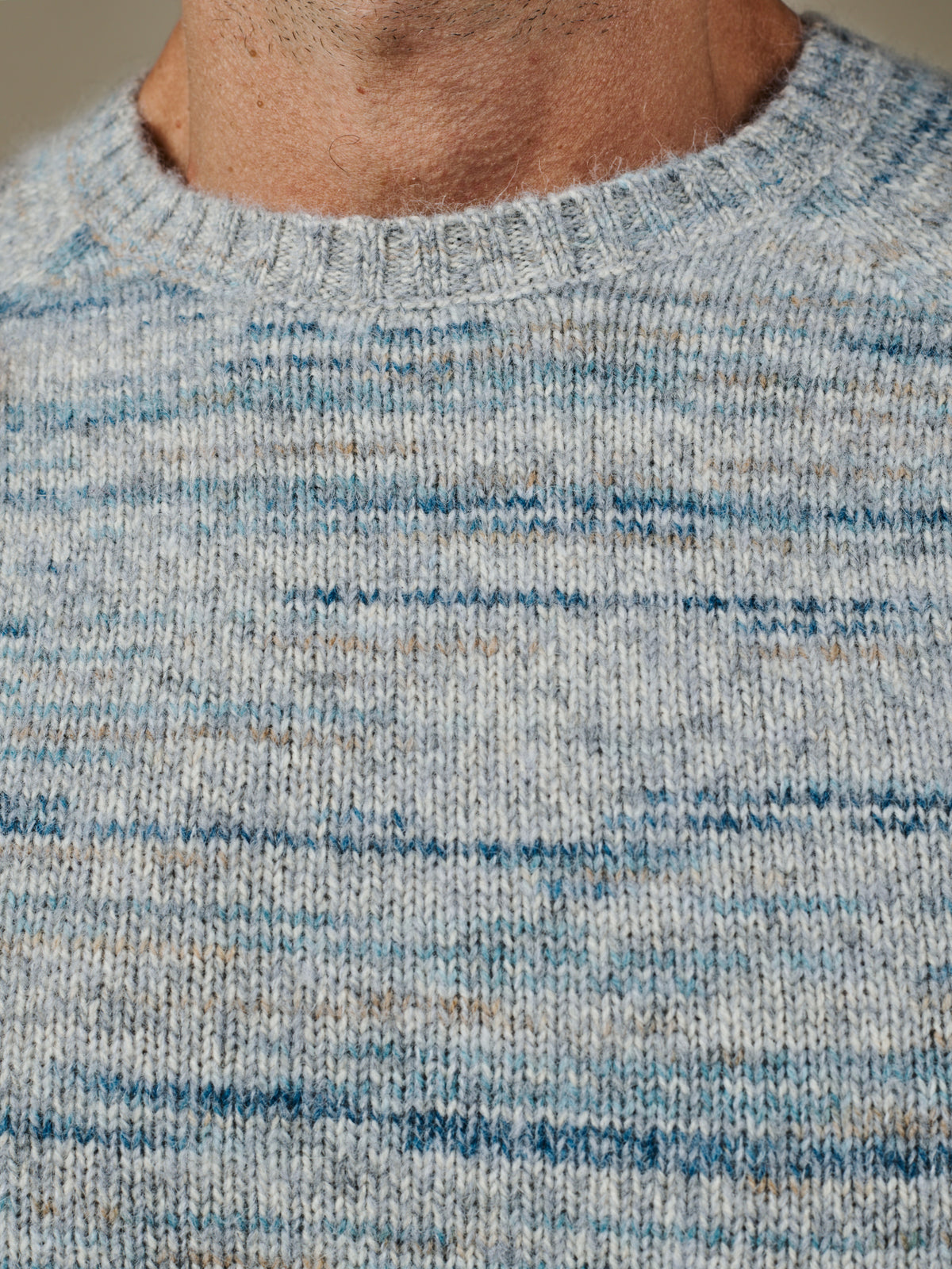 Aubin Blues Mix Knighton Space Dyed Crew Neck Jumper | Crew Neck