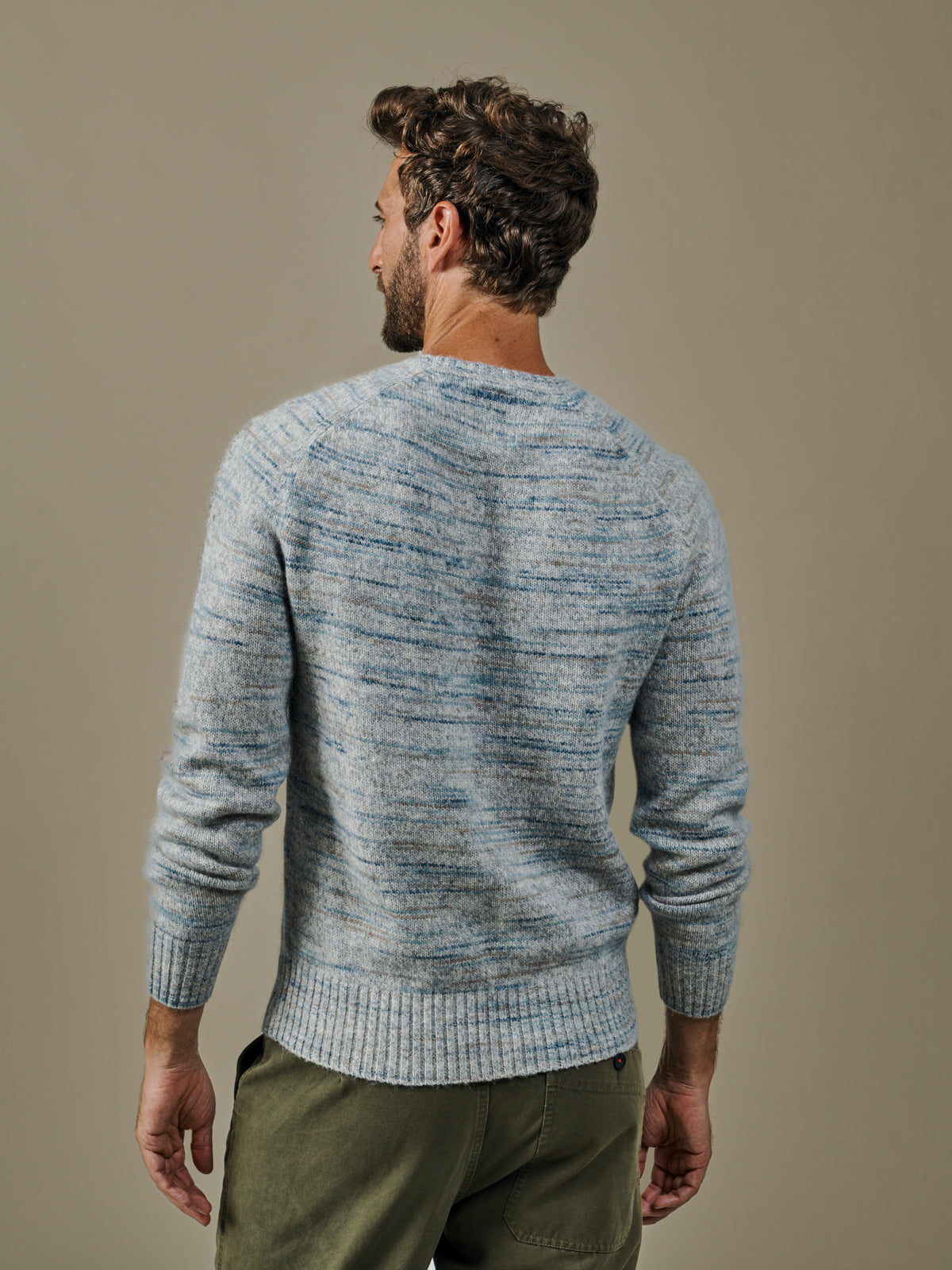 Aubin Blues Mix Knighton Space Dyed Crew Neck Jumper | Crew Neck