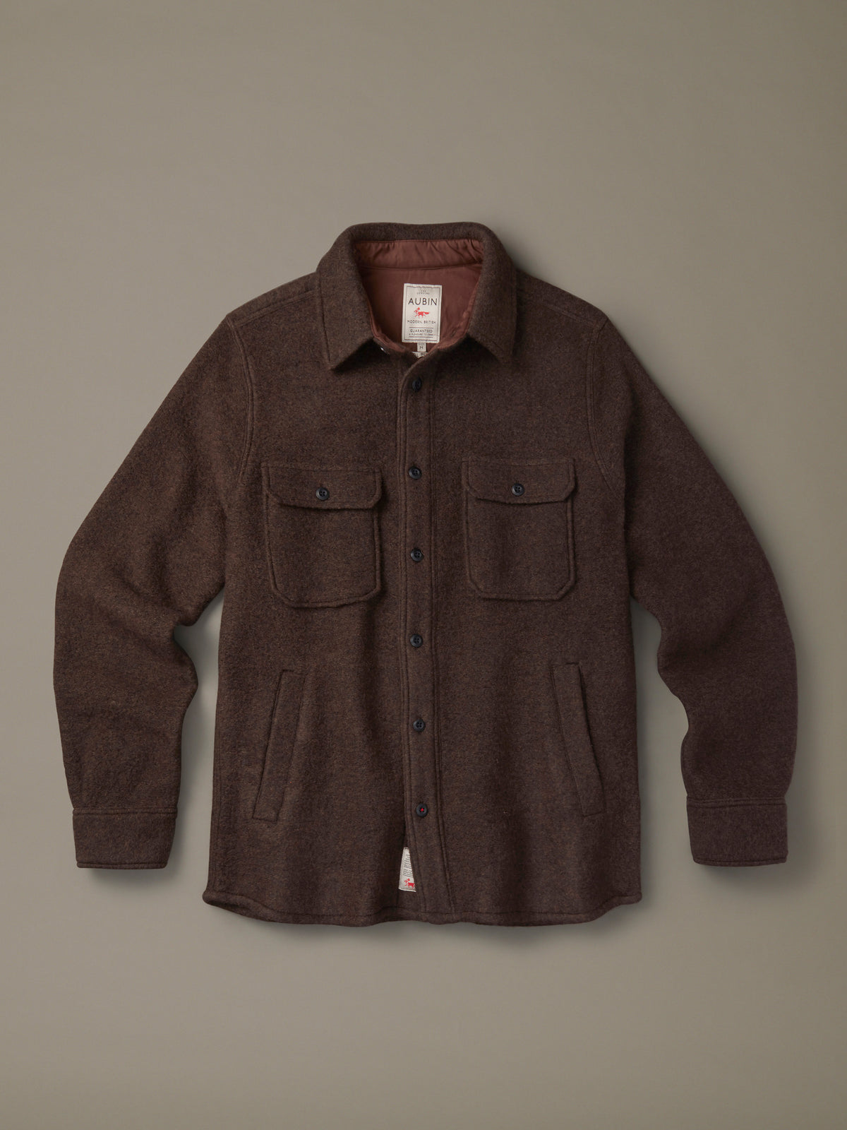 Aubin Dark Chocolate Kendale Boiled Wool Overshirt | Overshirt