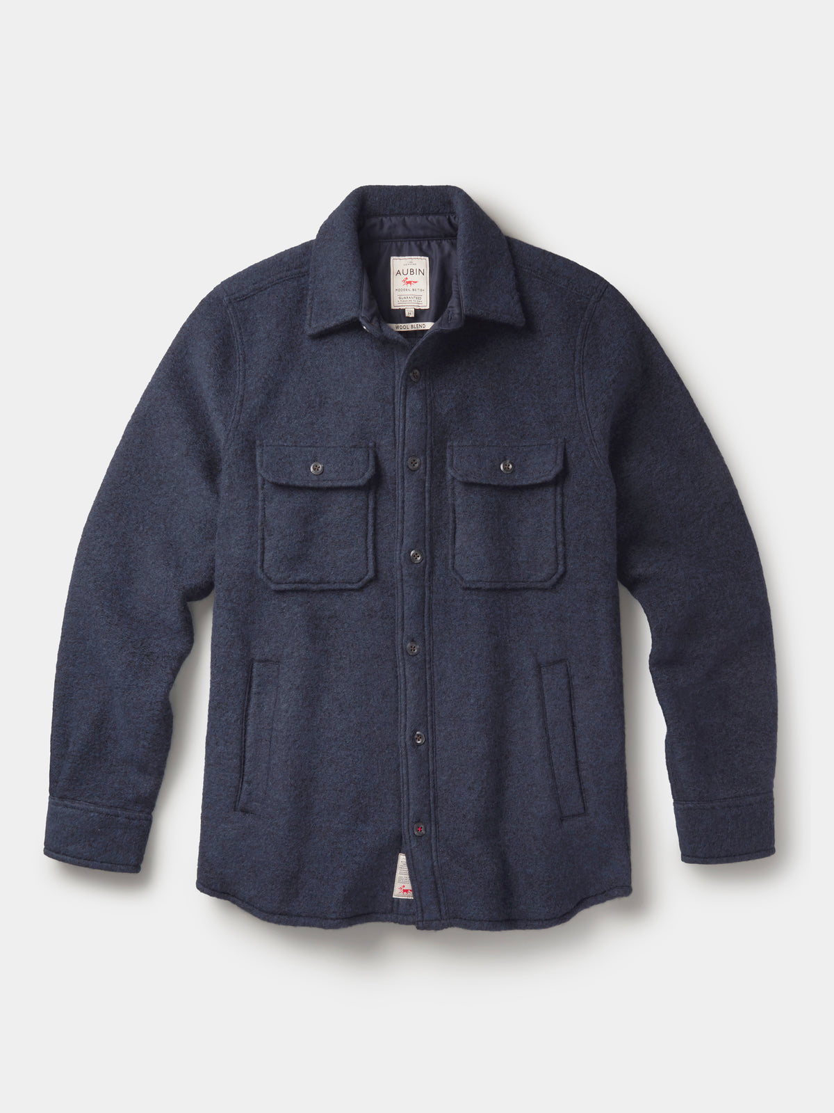 Aubin Navy Kendale Boiled Wool Overshirt | Overshirt
