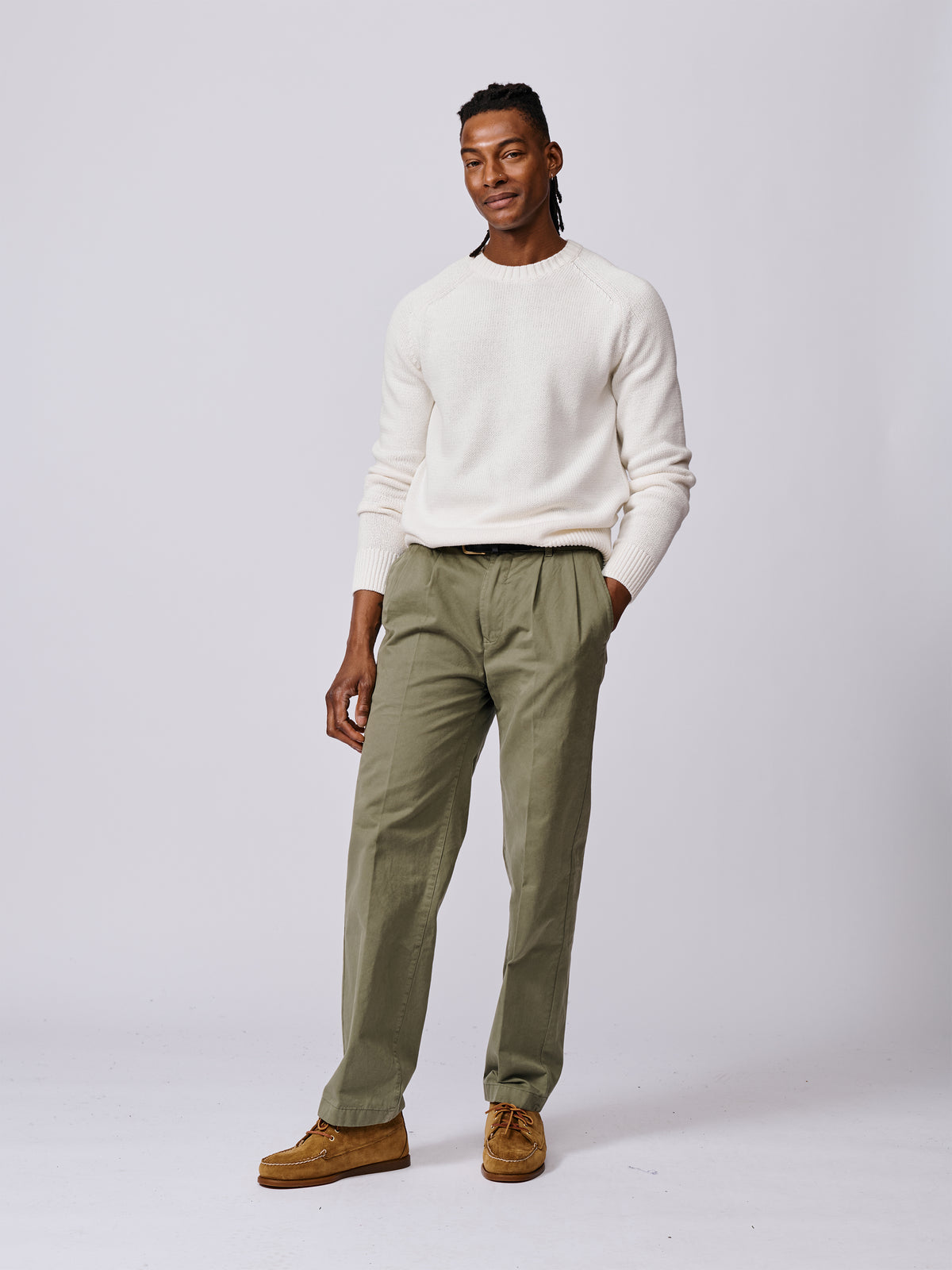 Aubin Ecru Lacey Cotton Linen Blend Crew Neck | Crew Neck