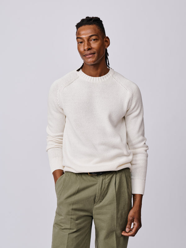 Lacey Cotton Linen Blend Crew Neck