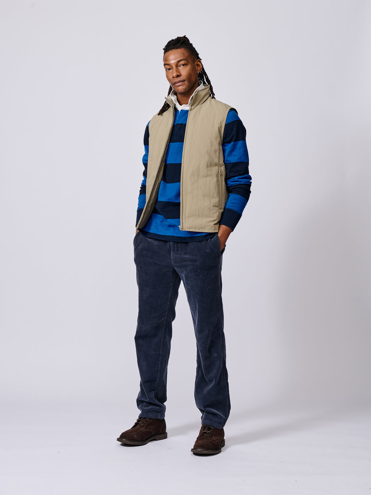 Aubin Light Khaki Lancaster Lightweight Nylon Gilet | Gilet