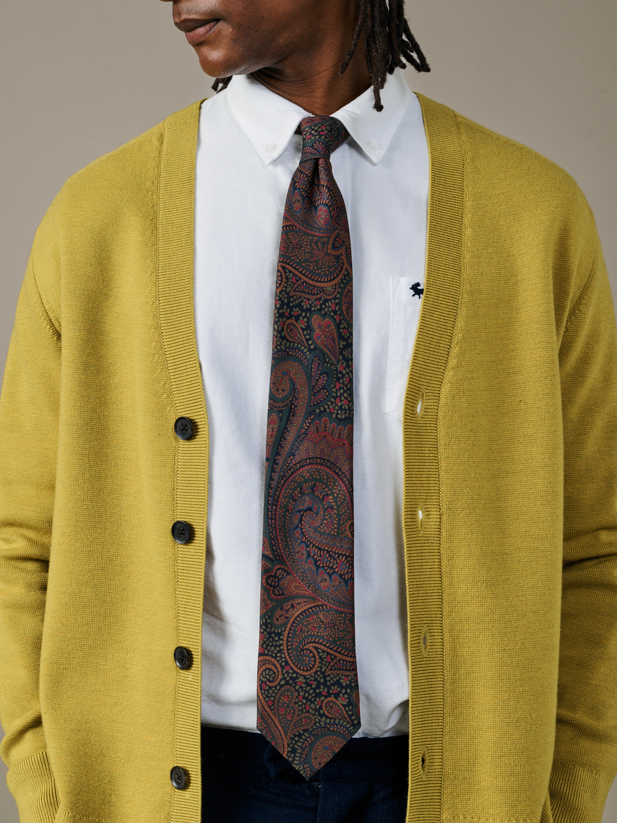 Aubin Black Large Paisley Large Paisley Silk Tie | Ties