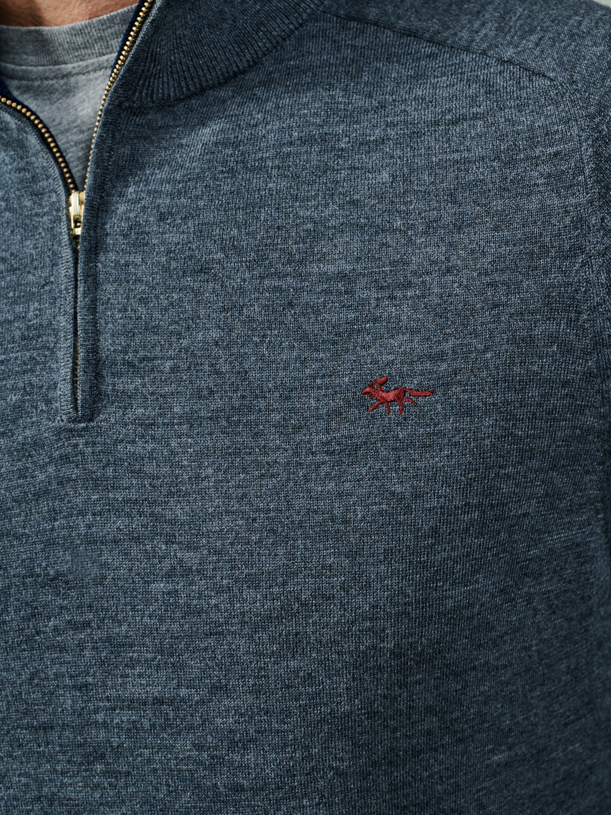 Aubin Grey Marl Laurel Extra Fine Merino Zip Neck Jumper | Zip Neck