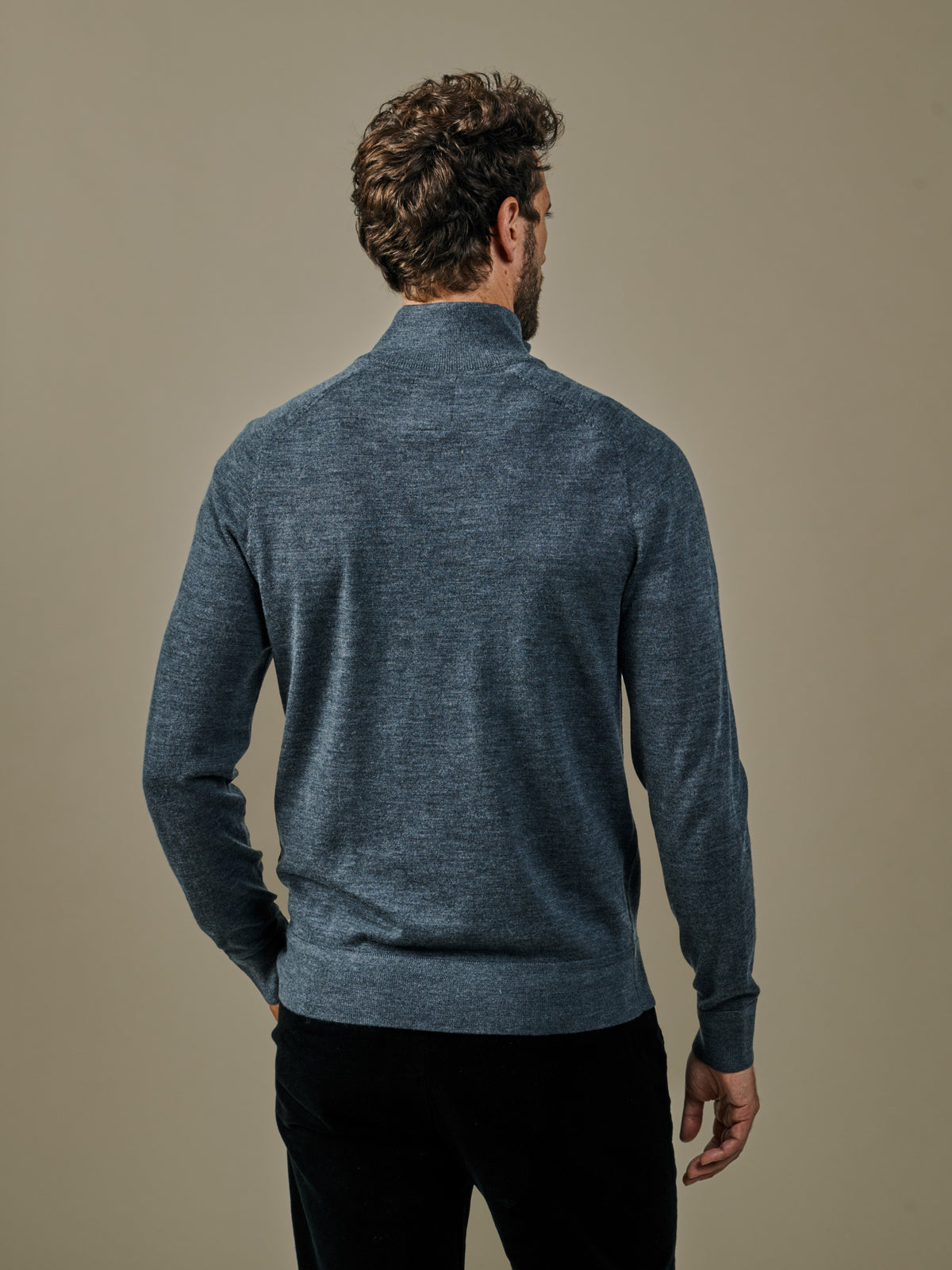 Aubin Grey Marl Laurel Extra Fine Merino Zip Neck Jumper | Zip Neck