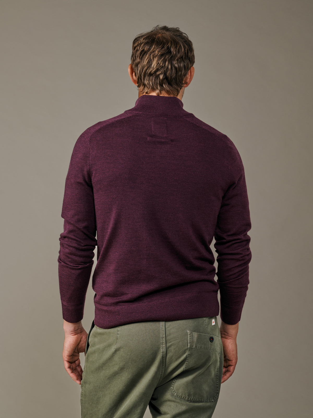 Aubin Oxblood Laurel Extra Fine Merino Zip Neck Jumper | Zip Neck