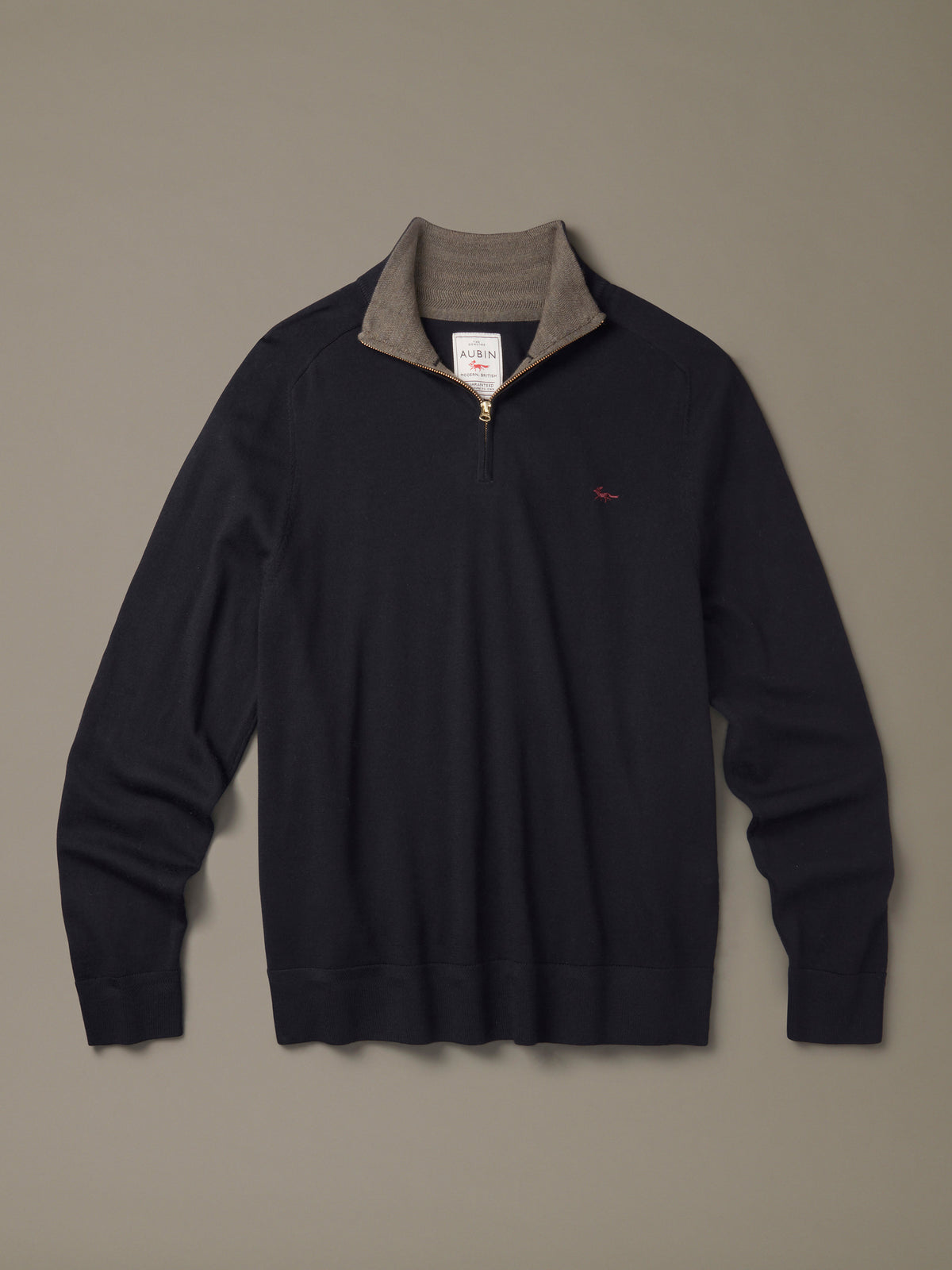 Aubin Black Laurel Extra Fine Merino Zip Neck Jumper | Zip Neck