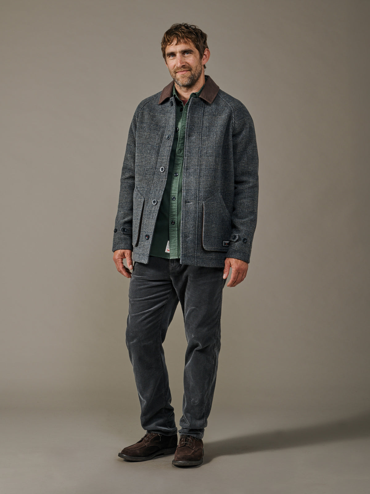 Aubin Prince of Wales Check Lockwood Wool Barn Jacket | Wool Coat