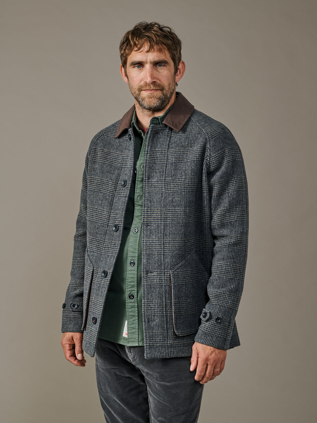 Aubin Prince of Wales Check Lockwood Wool Barn Jacket | Wool Coat