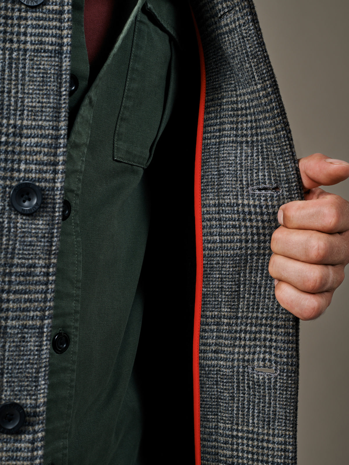 Aubin Prince of Wales Check Lockwood Wool Barn Jacket | Wool Coat