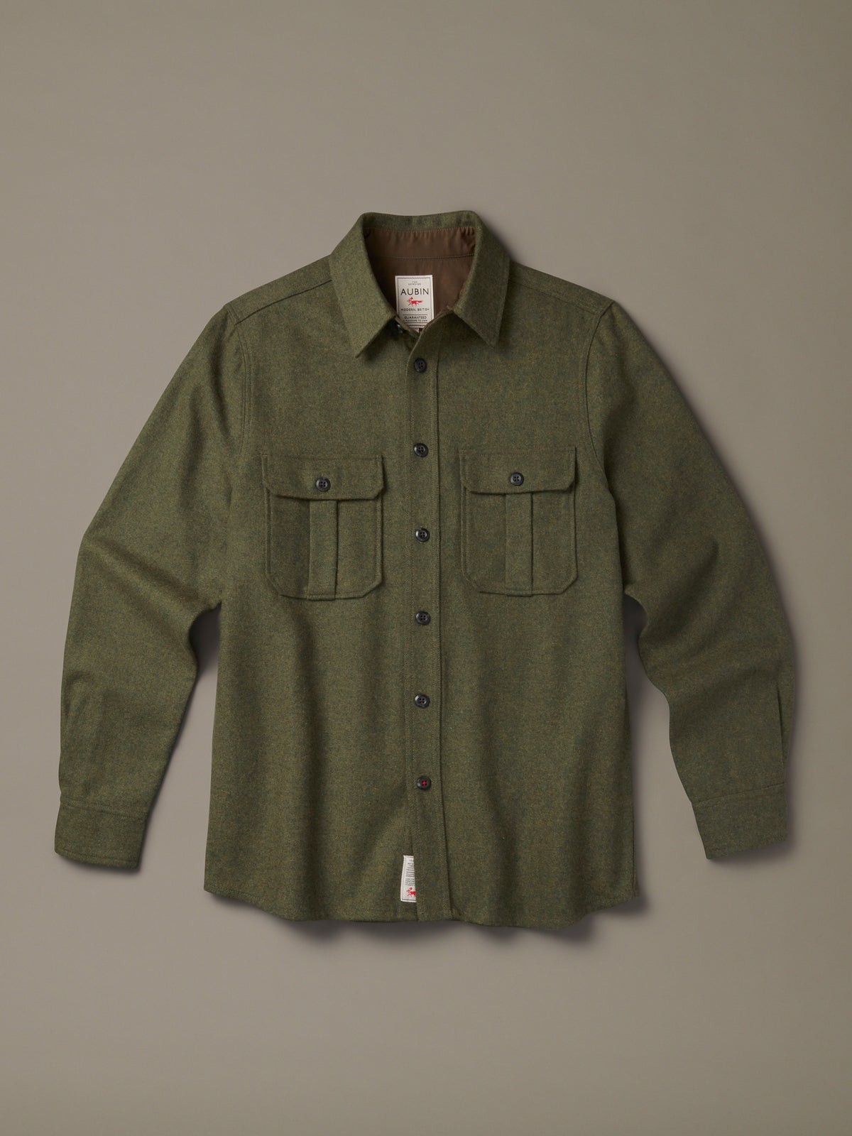 Aubin Dark Khaki Lysaghts Wool Overshirt | Overshirt