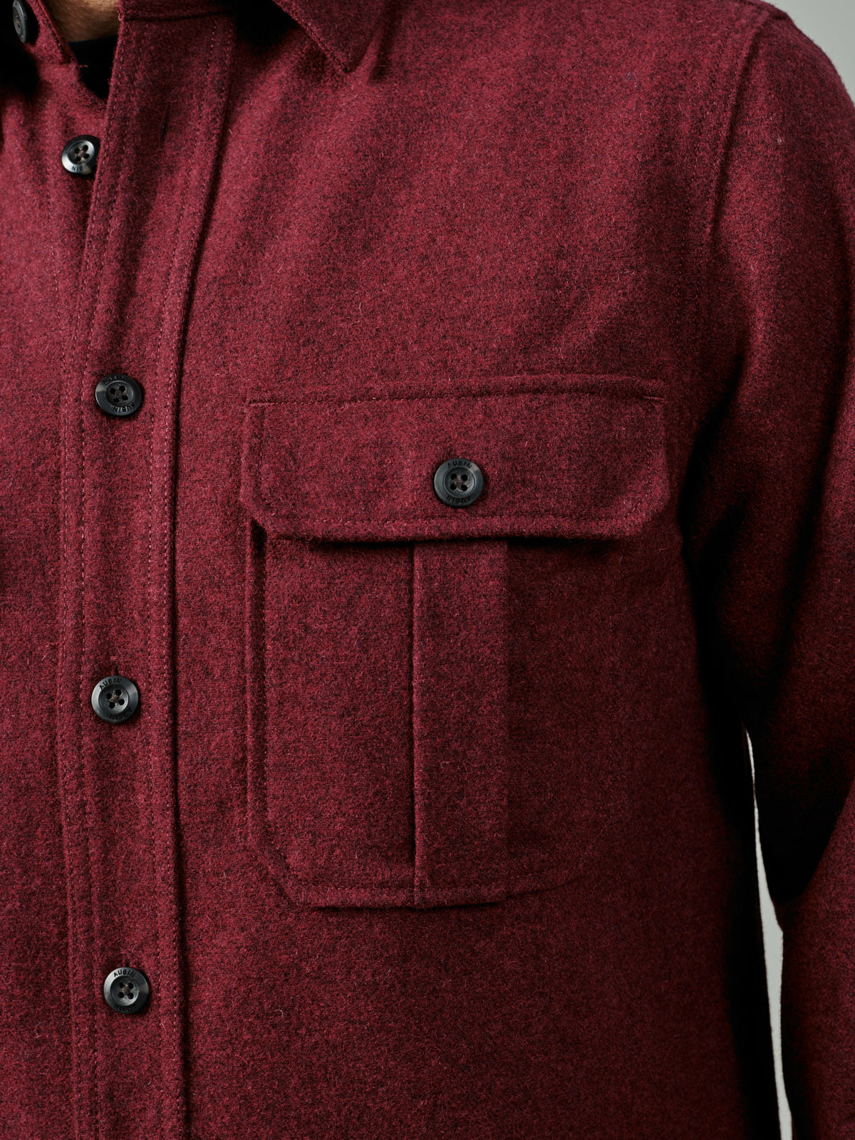 Aubin Oxblood Lysaghts Wool Overshirt | Overshirt
